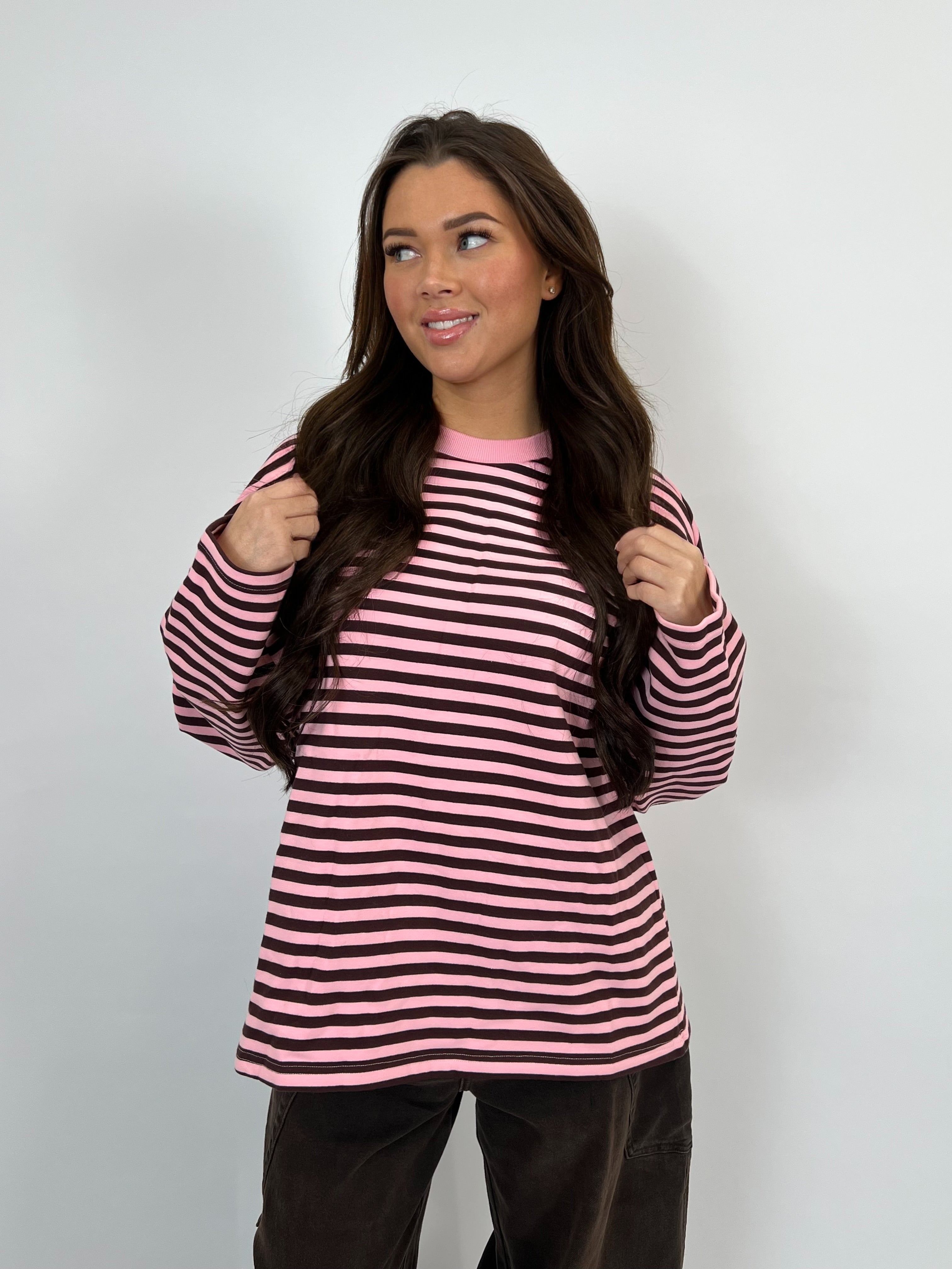 SOFT STRIPED LONGSLEEVE BROWN/PINK