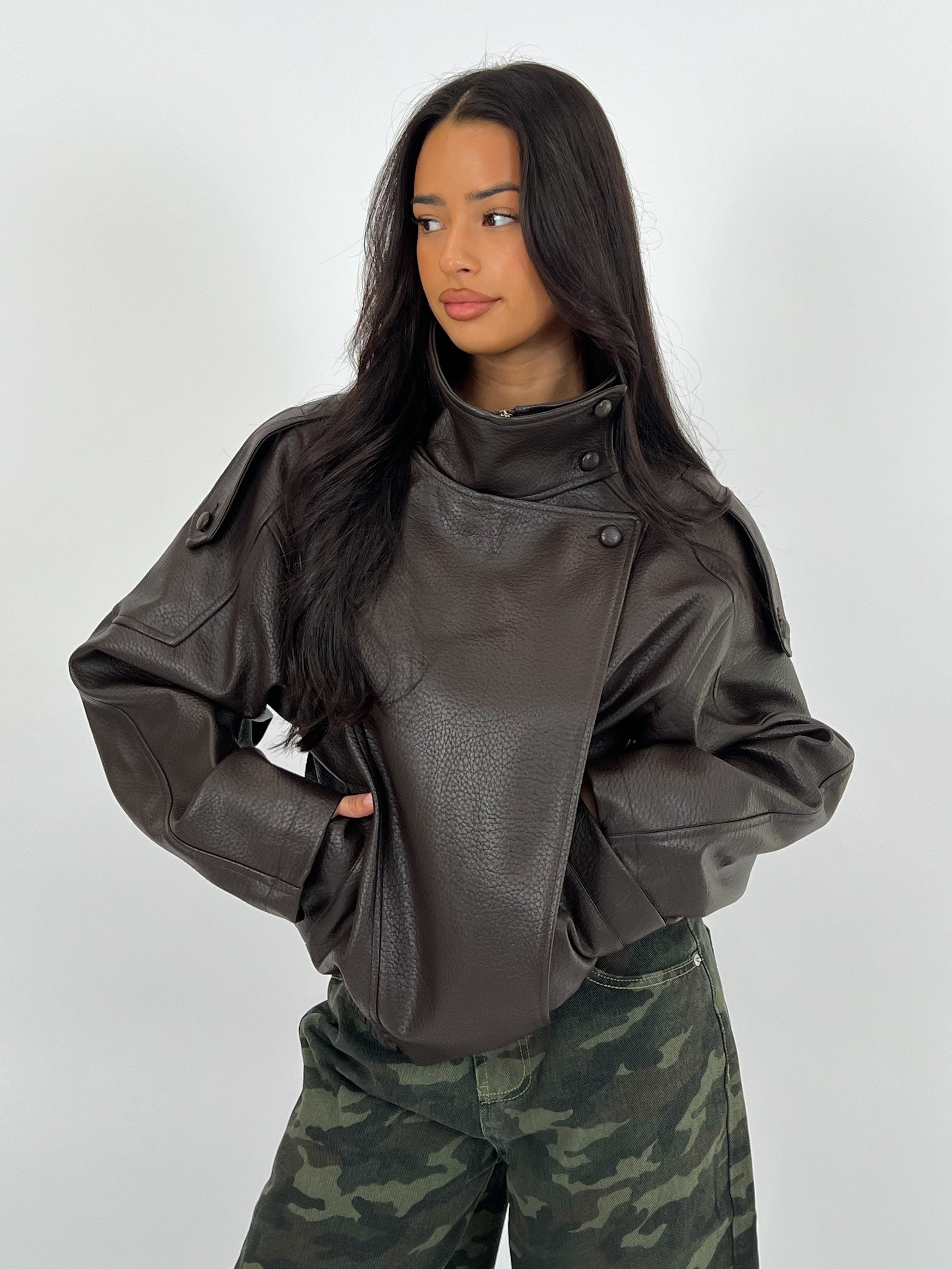 LAURENT CHOCO LEATHER JACKET