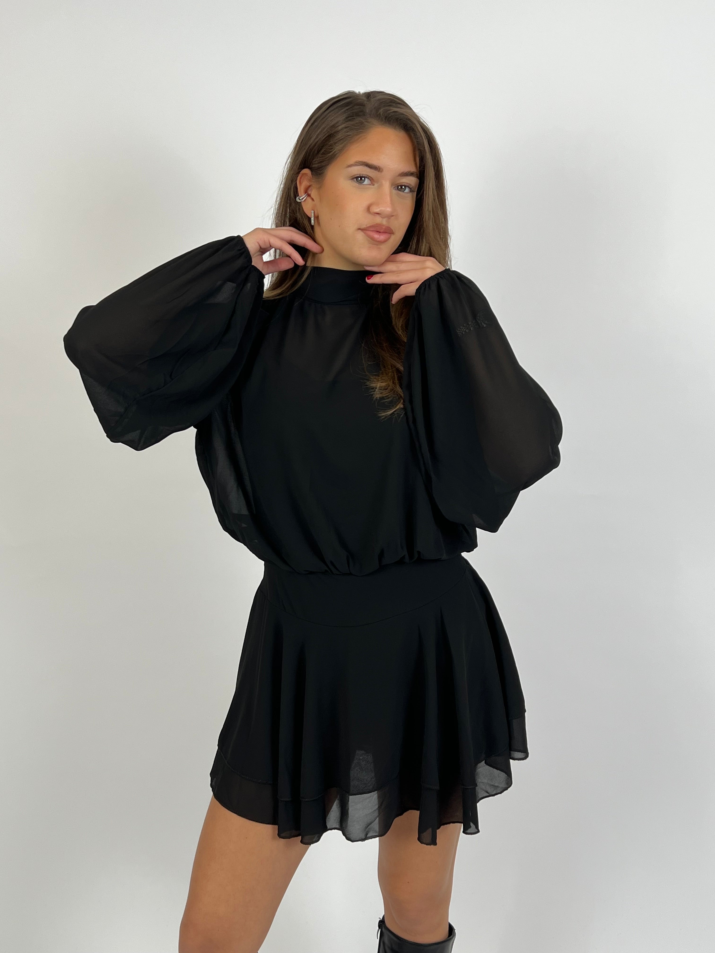 FLOWY OPEN BACK DRESS BLACK