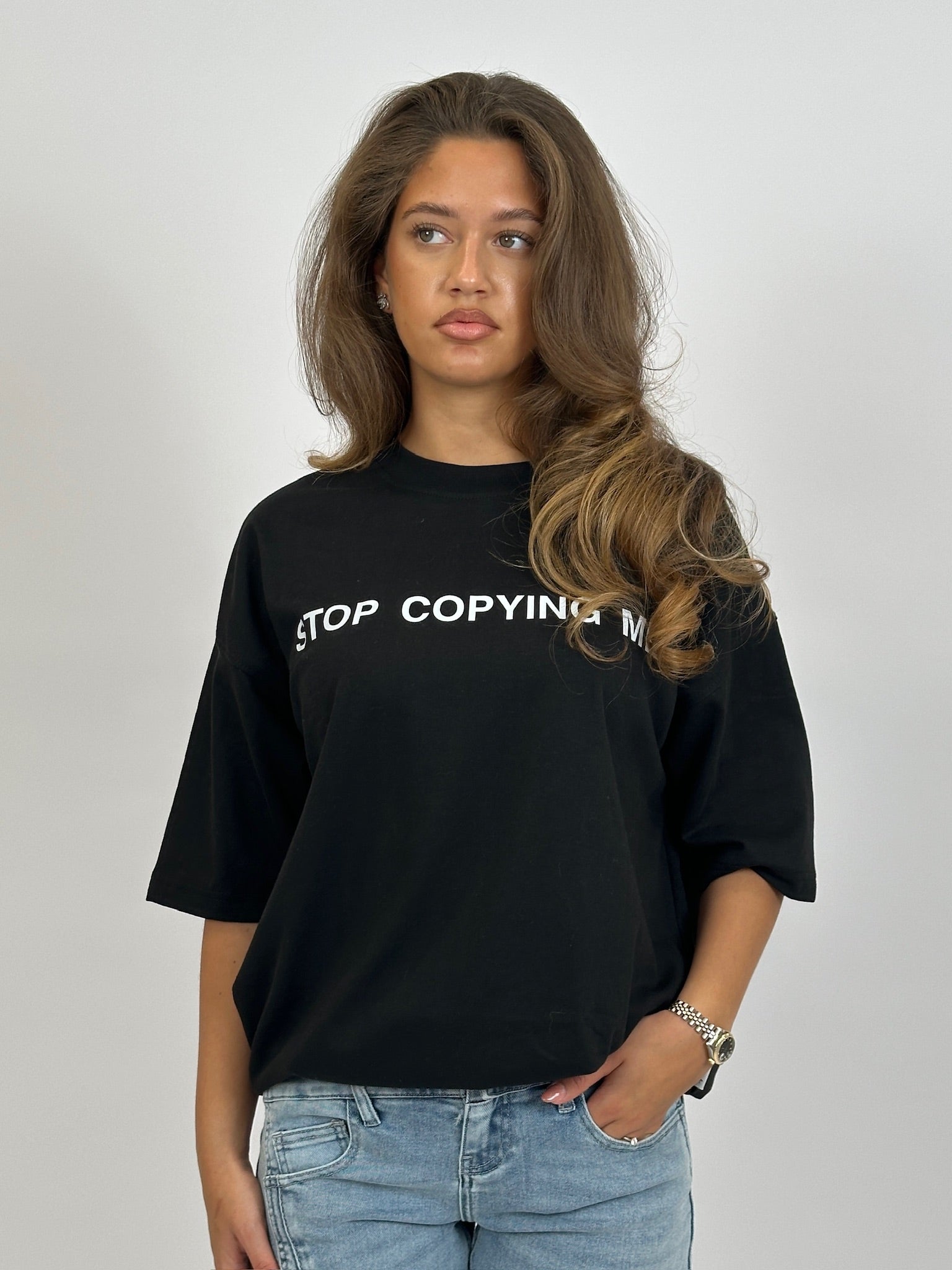 STOP COPYING ME TEE BLACK