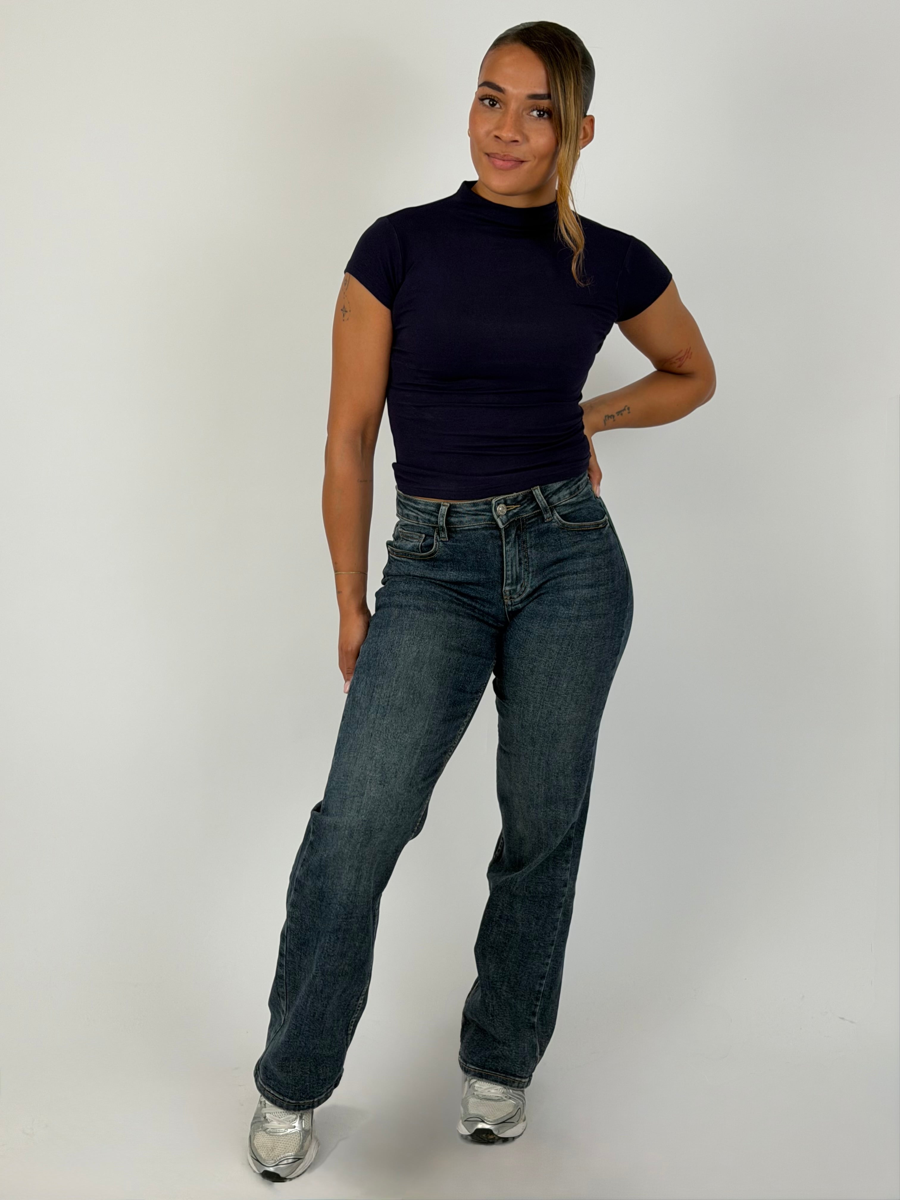 BIBI STRETCH WIDE LEG DARK BLUE H981-5