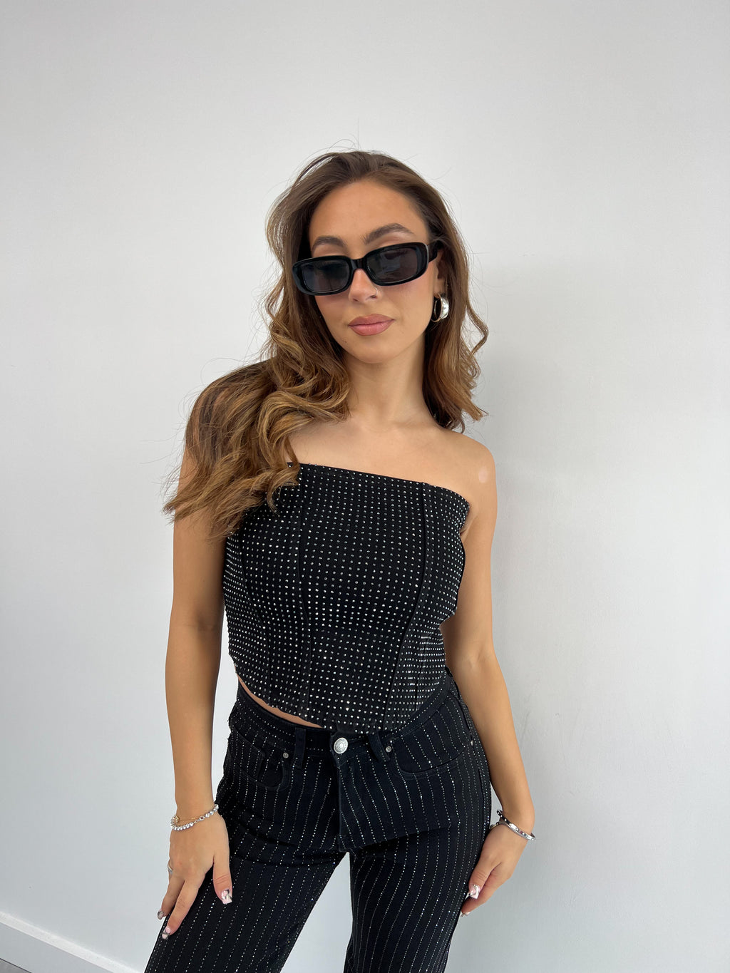 STRETCH-KORSETT AUS STRASS SCHWARZ