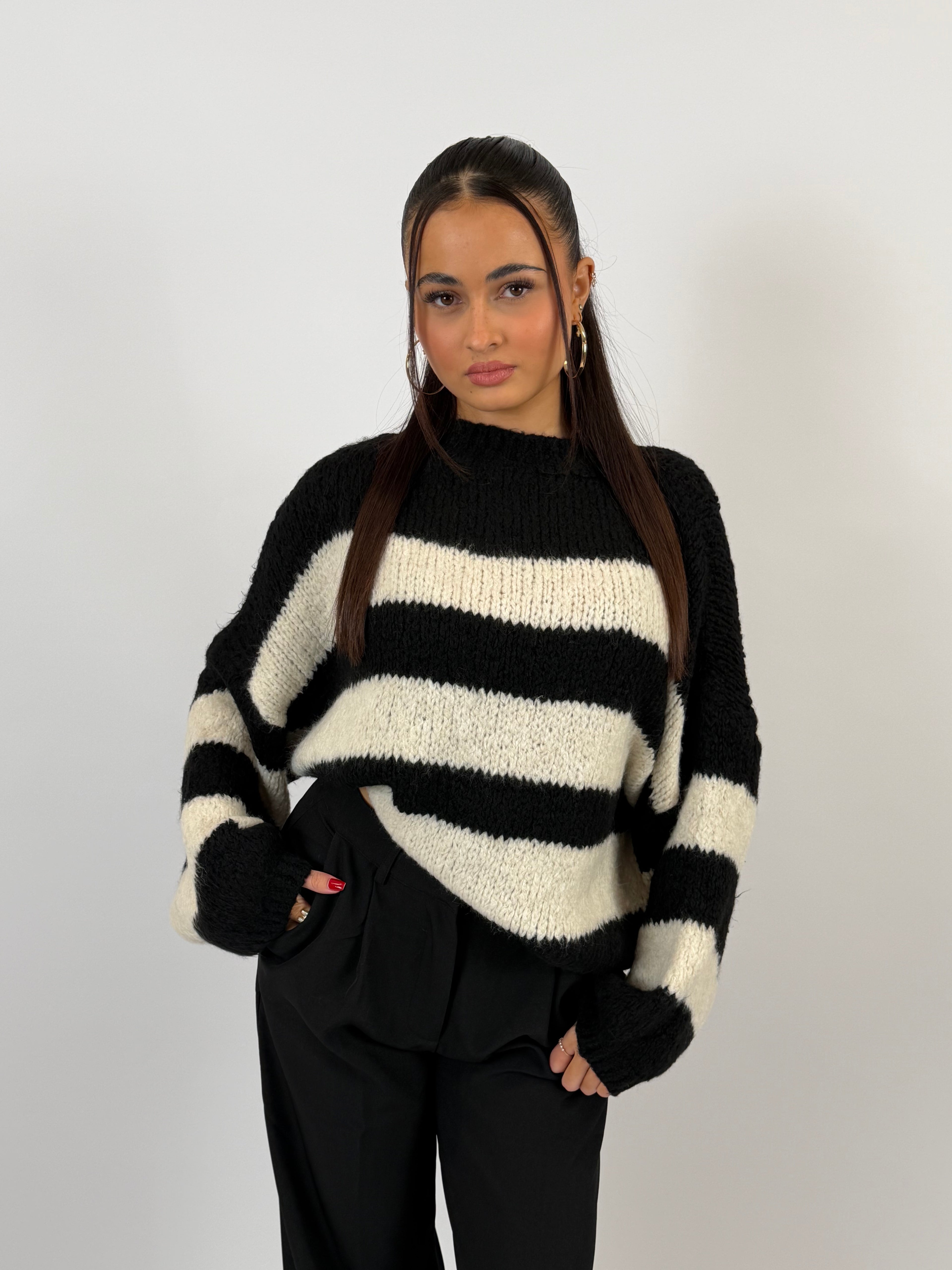 JANE KNIT BLACK/CREAM