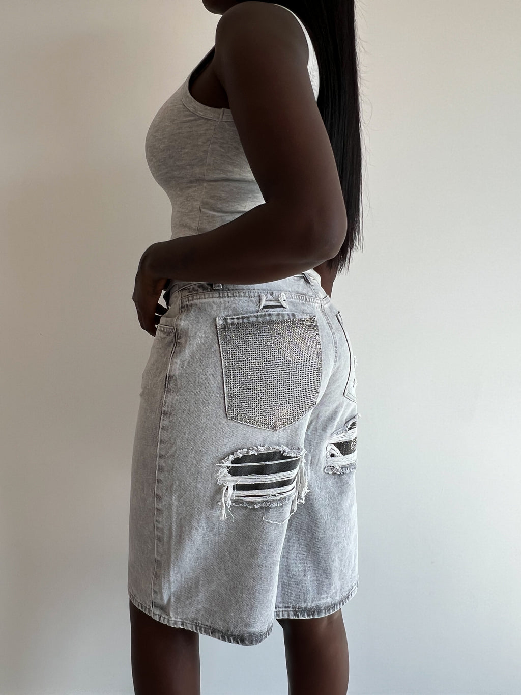 MAISON RHINESTONE JORT GREY