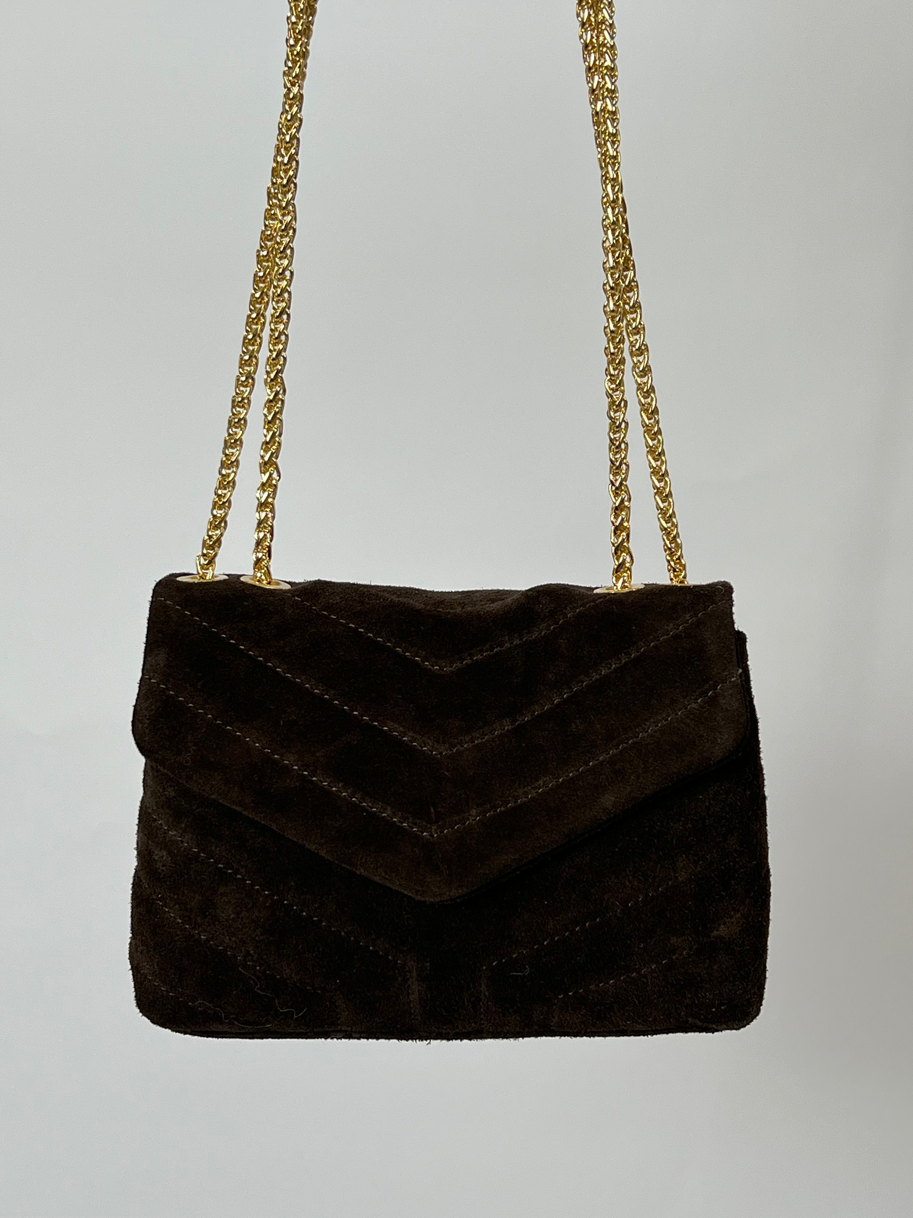 SUÈDE CHAIN BAG CHOCO