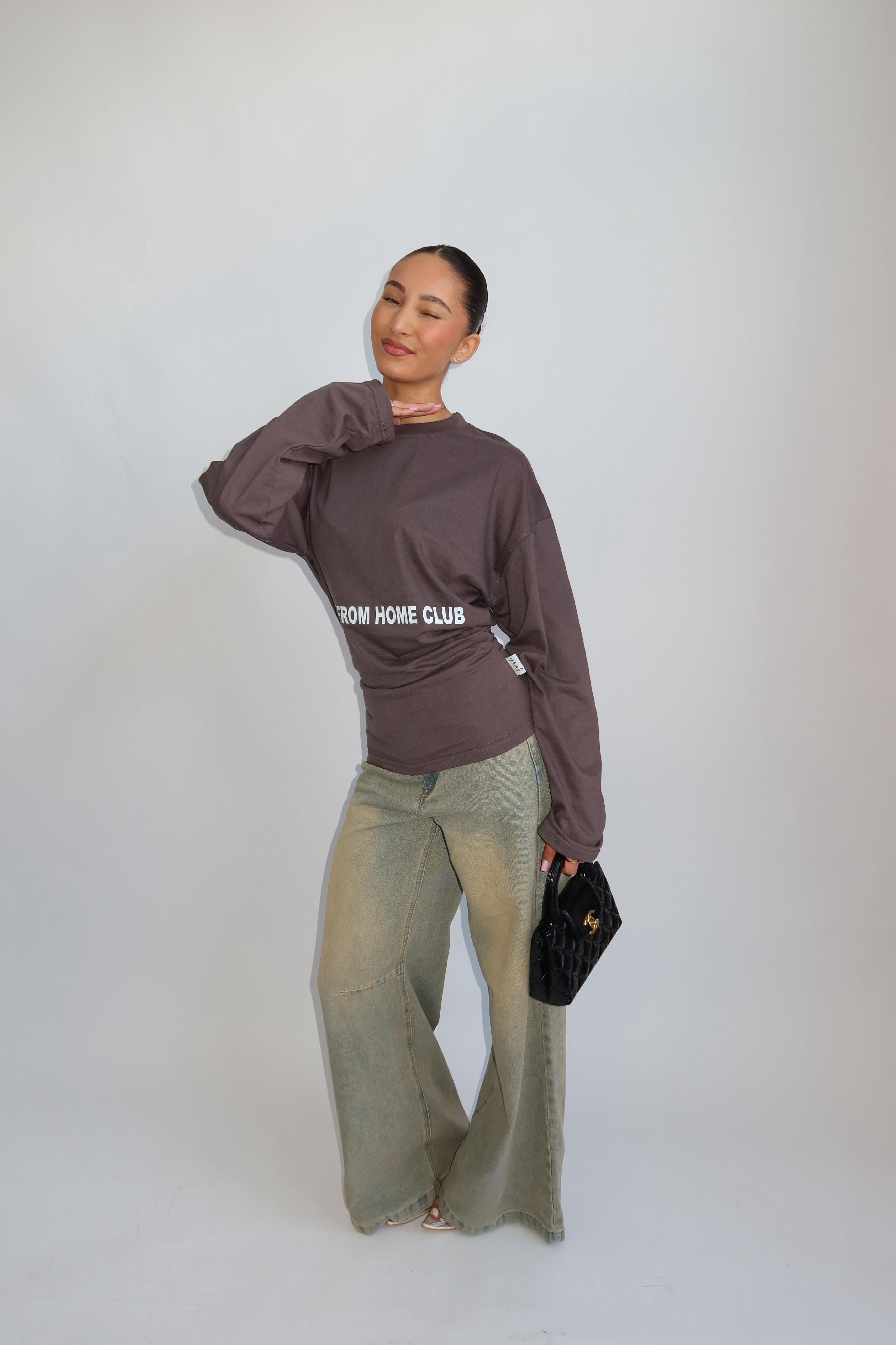 WORK FROM HOME SNATCHED LONGSLEEVE TAUPE