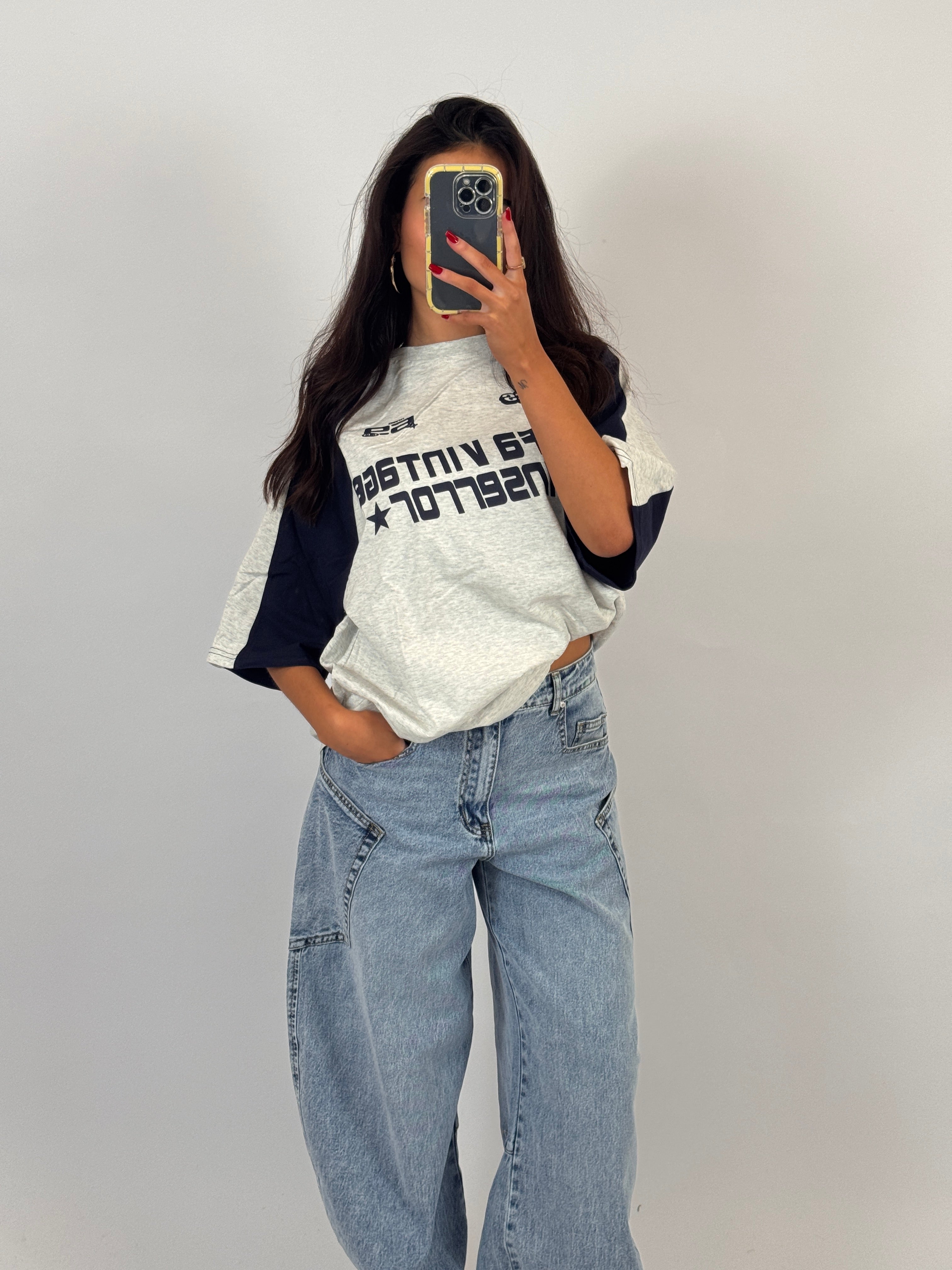 GREY/NAVY VINTAGE TEE SIZE M