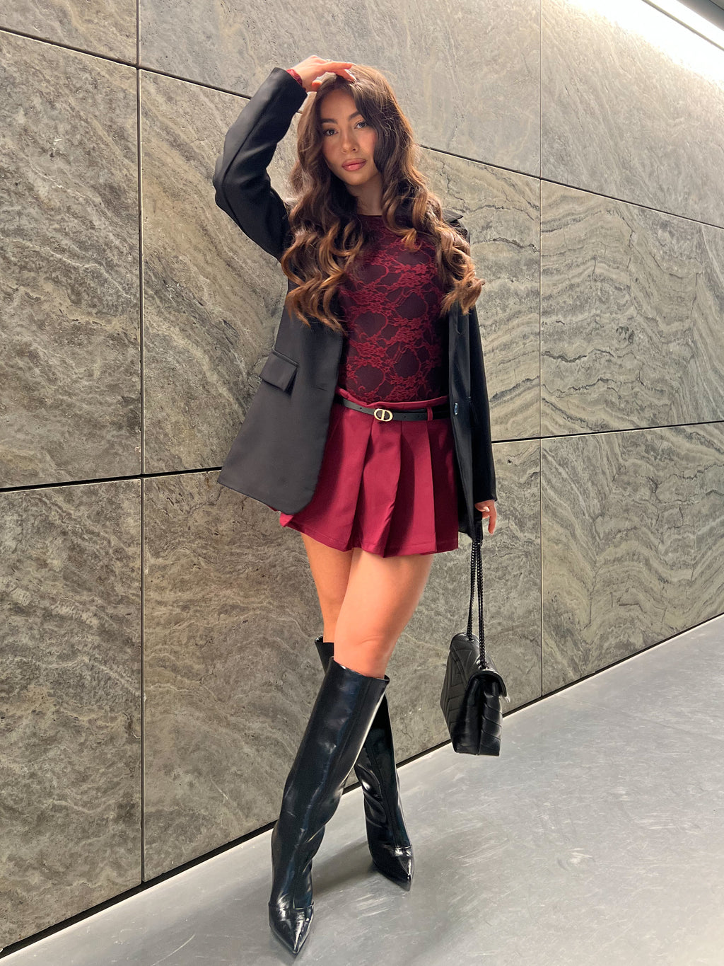 LIA PLISSE SKORT BORDEAUX