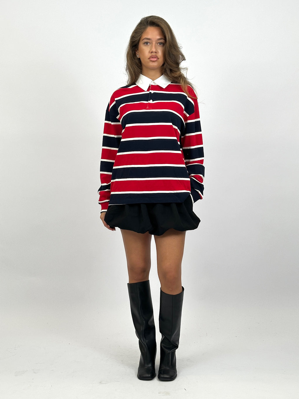 LONGSLEEVE STRIPED POLO NAVY/RED