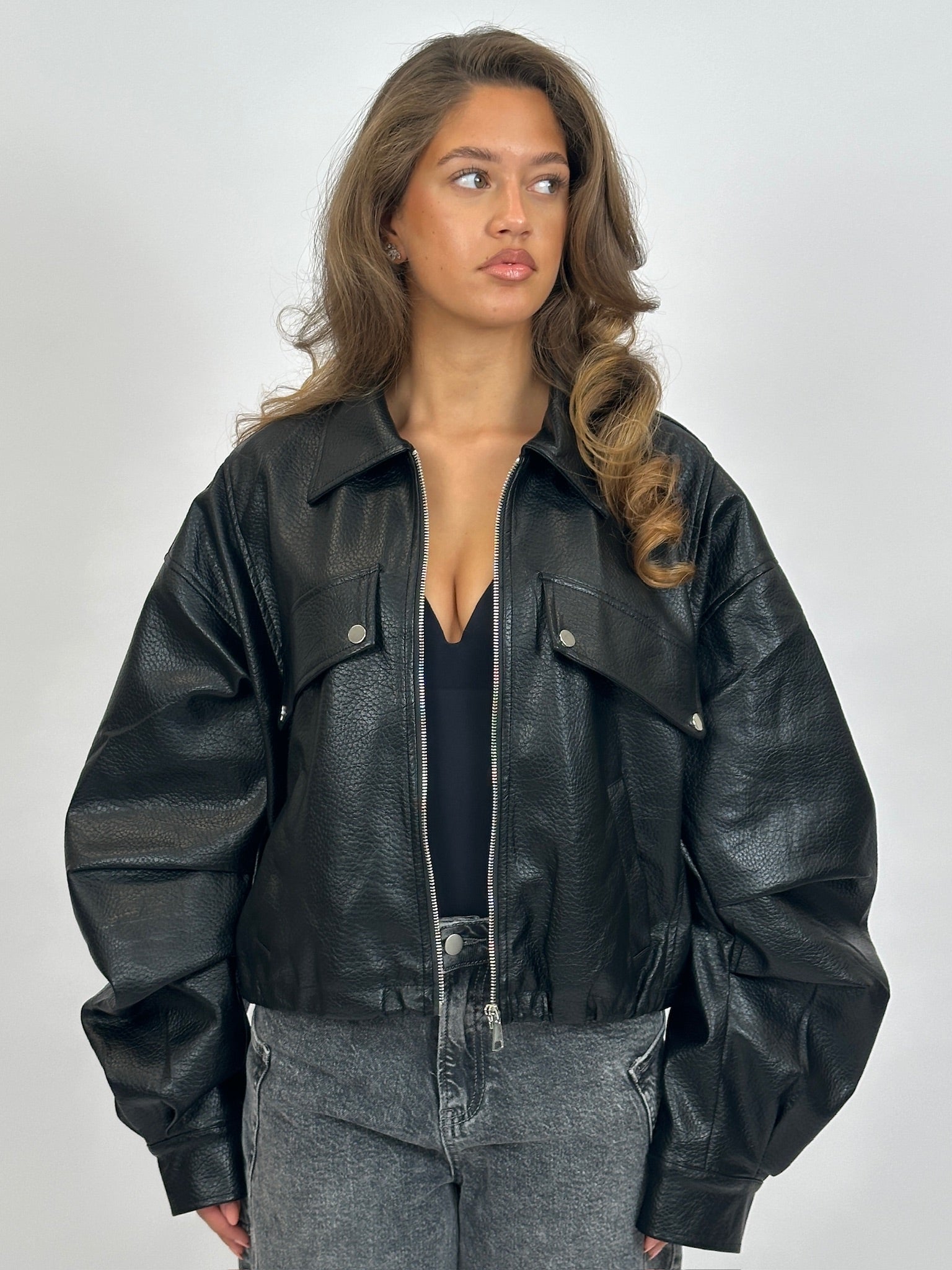 PUFFY LEATHER BOMBER PRE ORDER