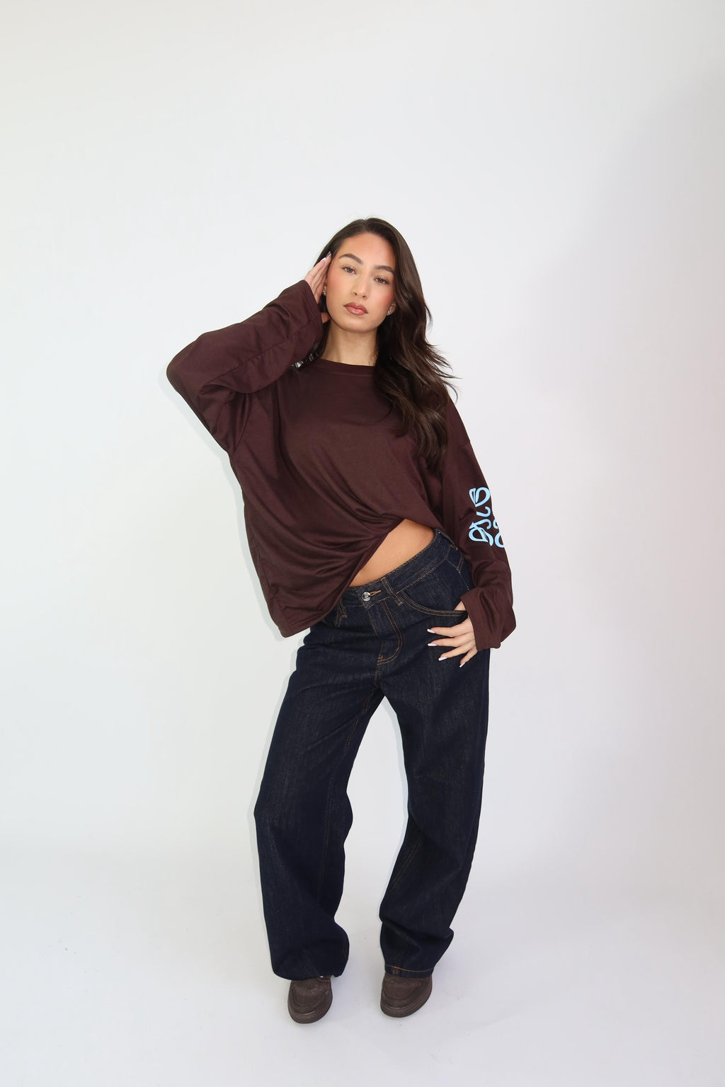 MONOGRAM LONGSLEEVE CHOCO/BLUE