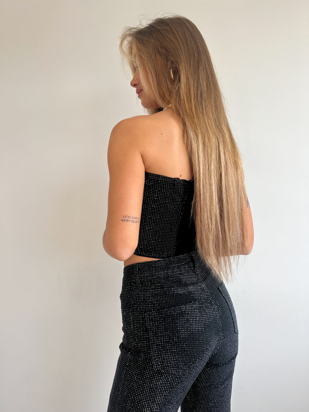 VOLLSTÄNDIG STRASS-KORSETT SCHWARZ