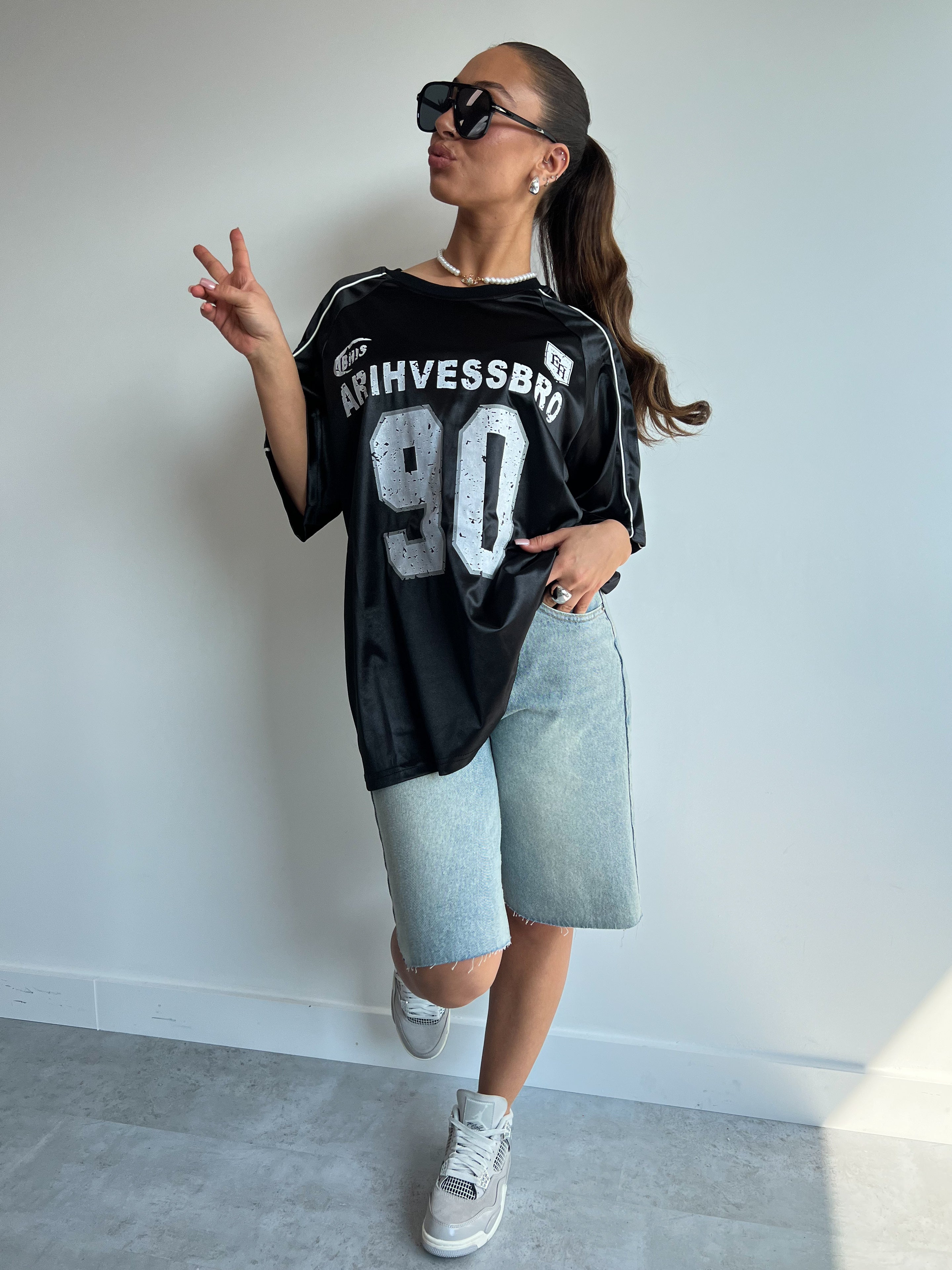 PREMIUM-JERSEY SCHWARZ/WEISS