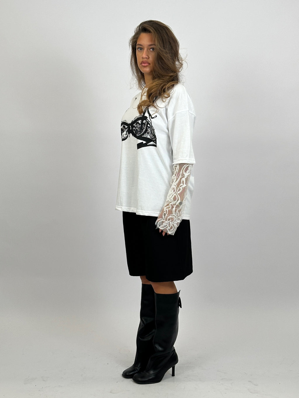 EXCLUSIVE LACE BRA TEE WHITE