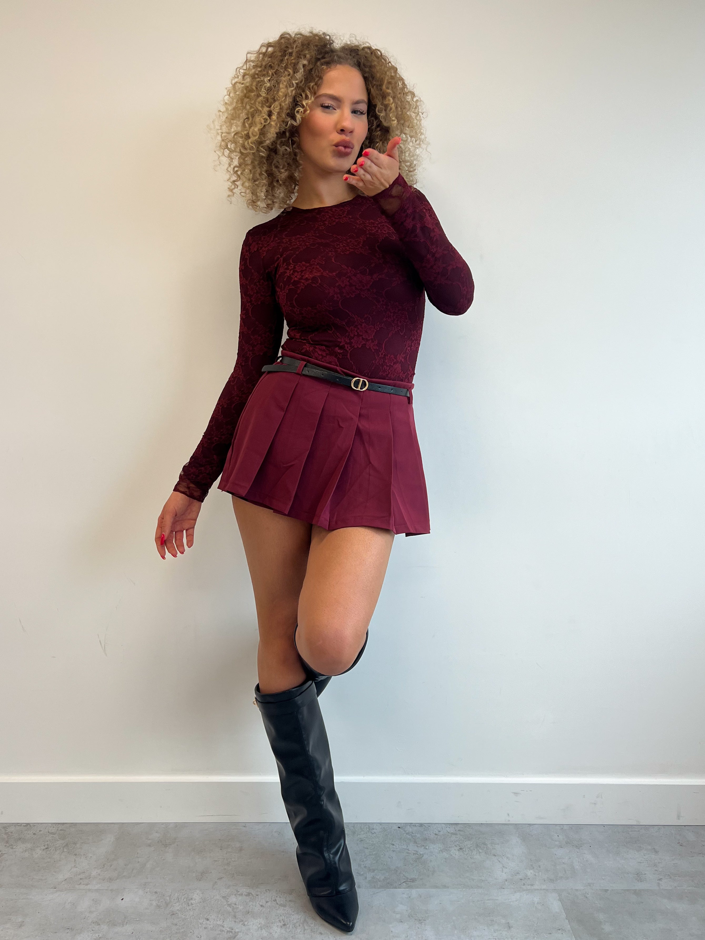 LIA LACE BODYSUIT BORDEAUX