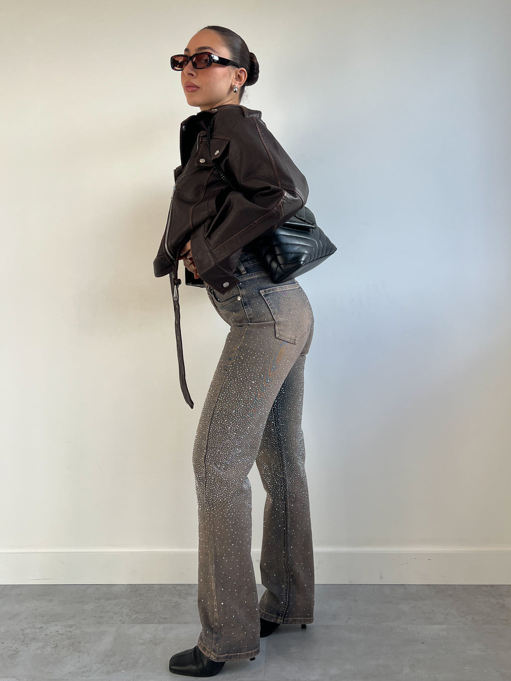 SHIMMER STRETCH JEANS BROWN