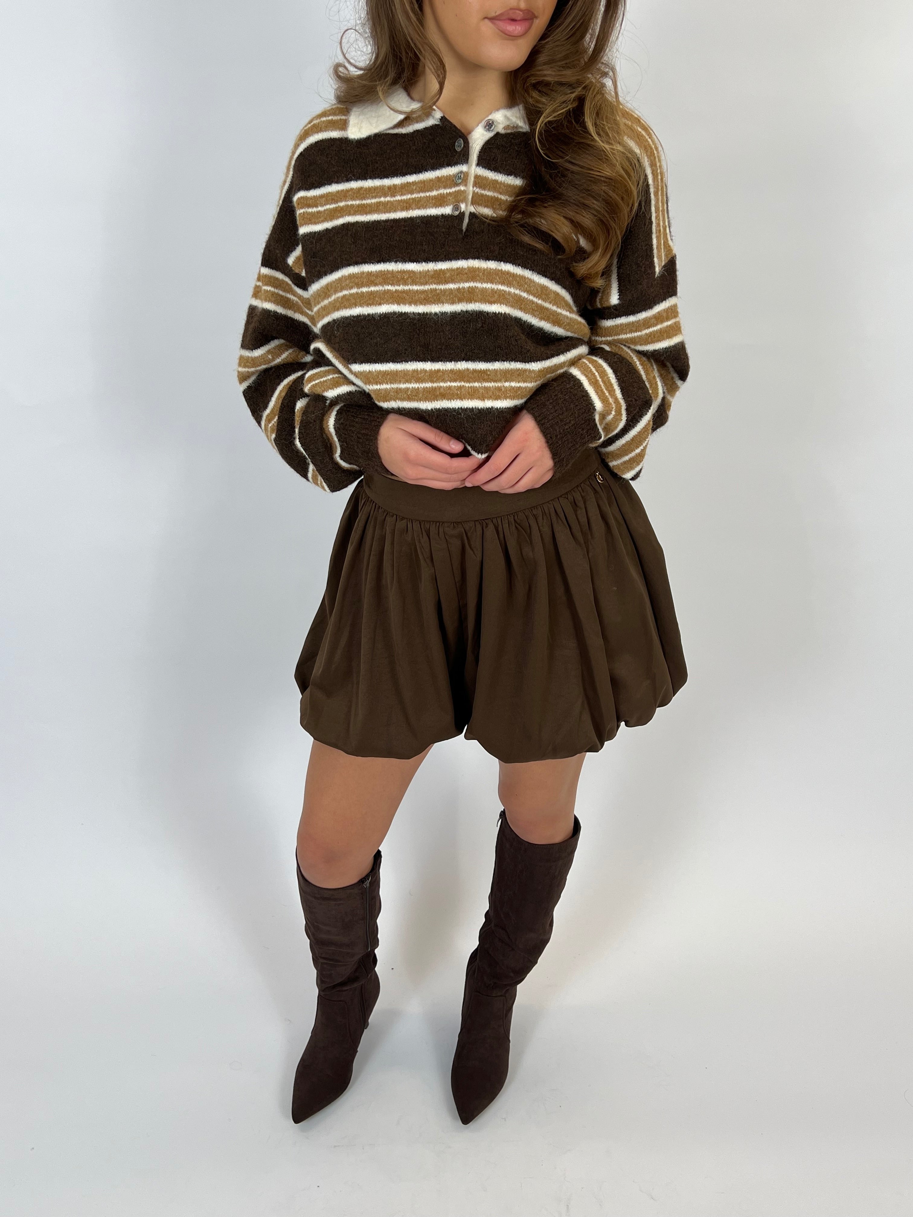 PREMIUM PUFFY SKORT BROWN