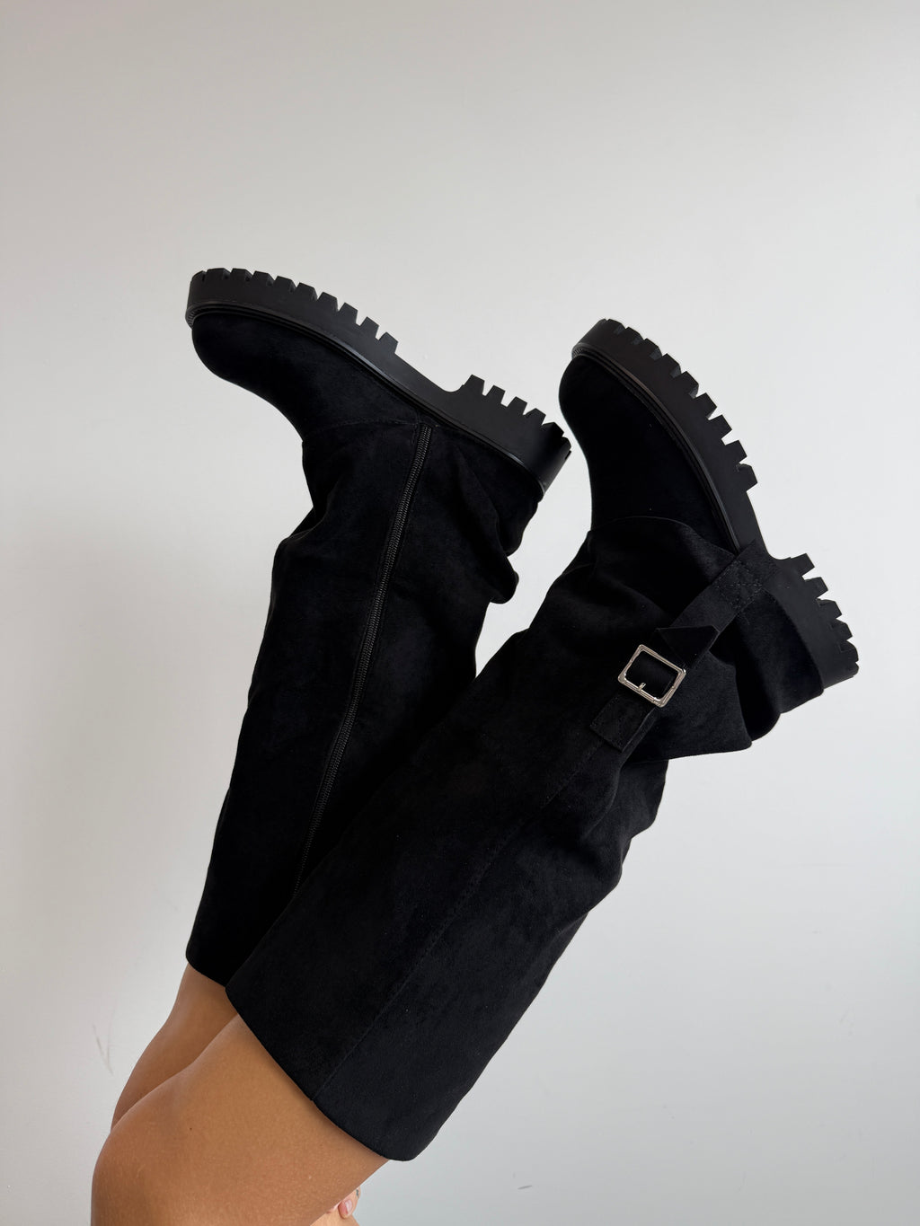 SUEDE LOOK BOOTS BLACK