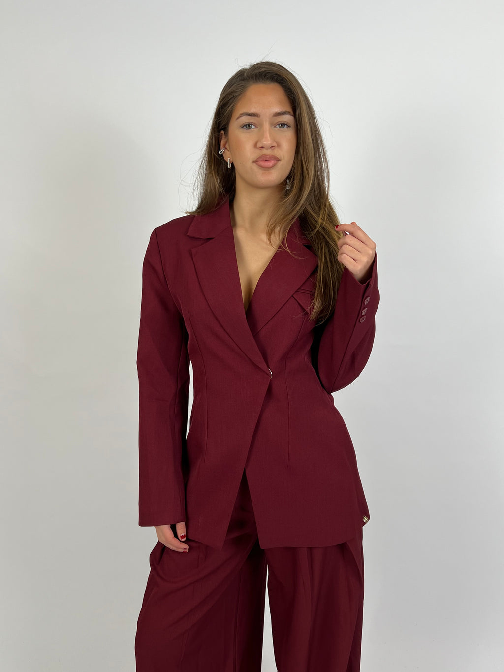 PREMIUM OVERLAP BLAZER BORDEAUX