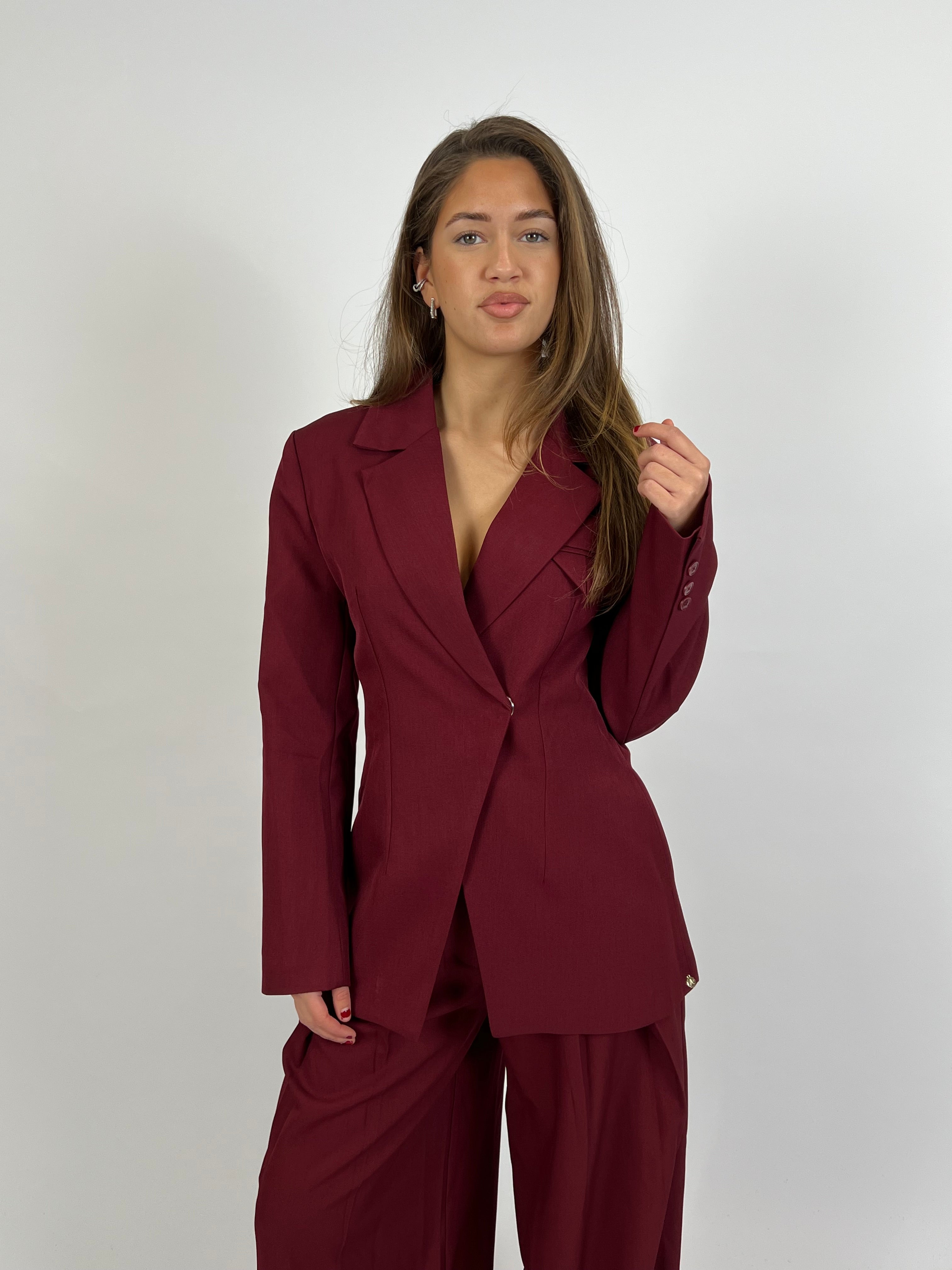 PREMIUM OVERLAP BLAZER BORDEAUX