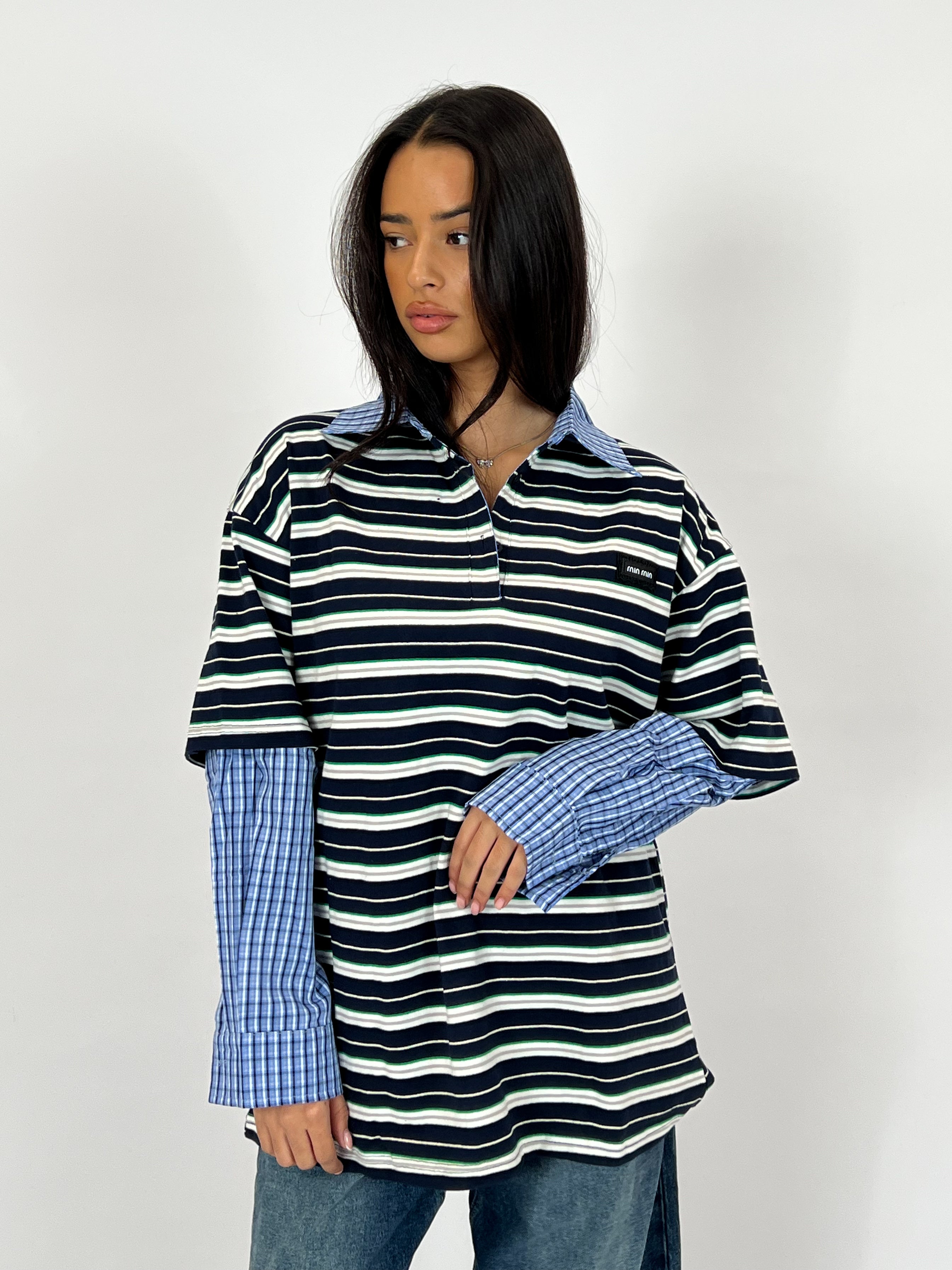 MIMI INSPIRED SHIRT LONGSLEEVE NAVY/CHECKS