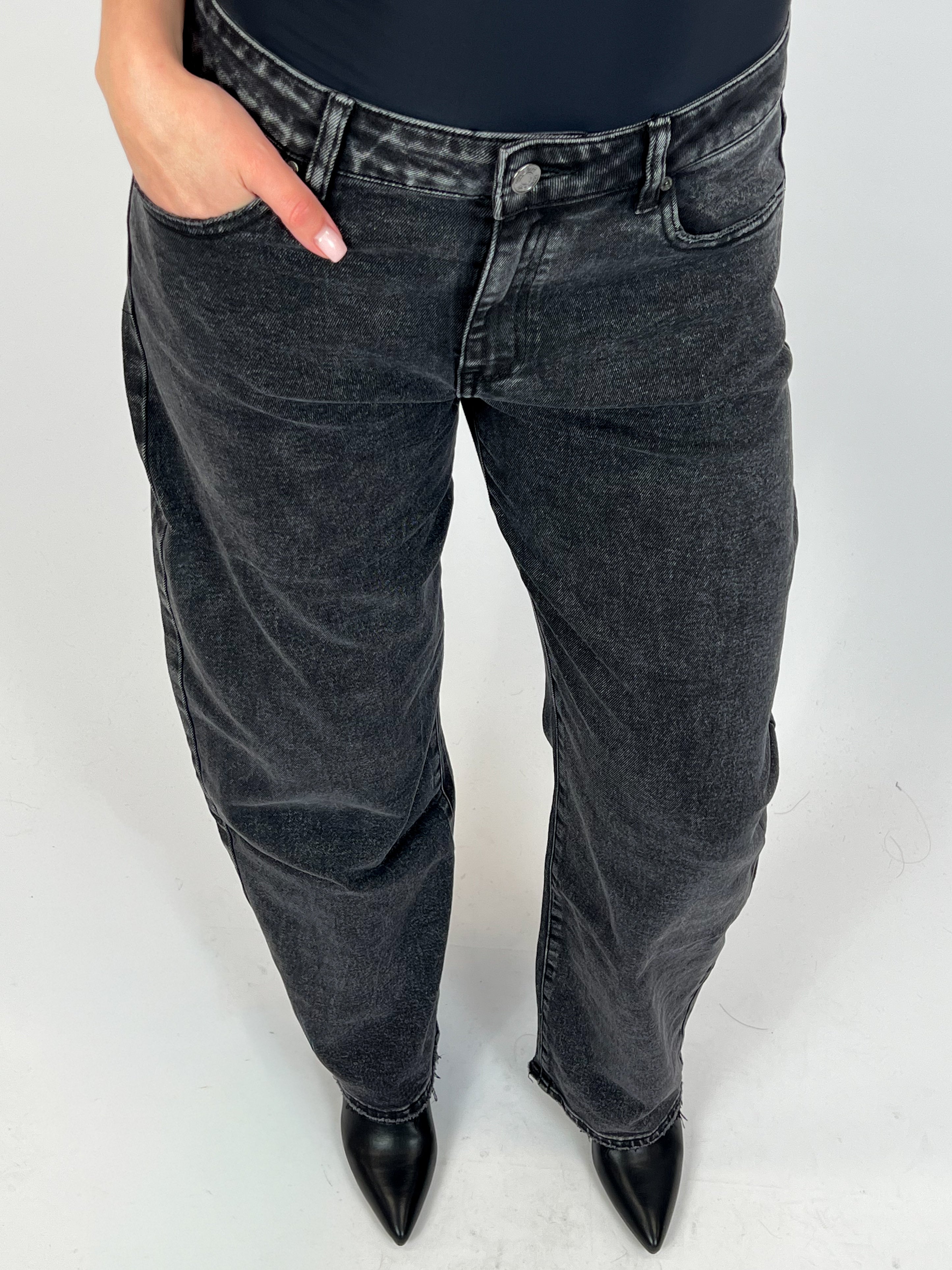 RHINESTONE BUM STRETCH WIDE LEG BLACK