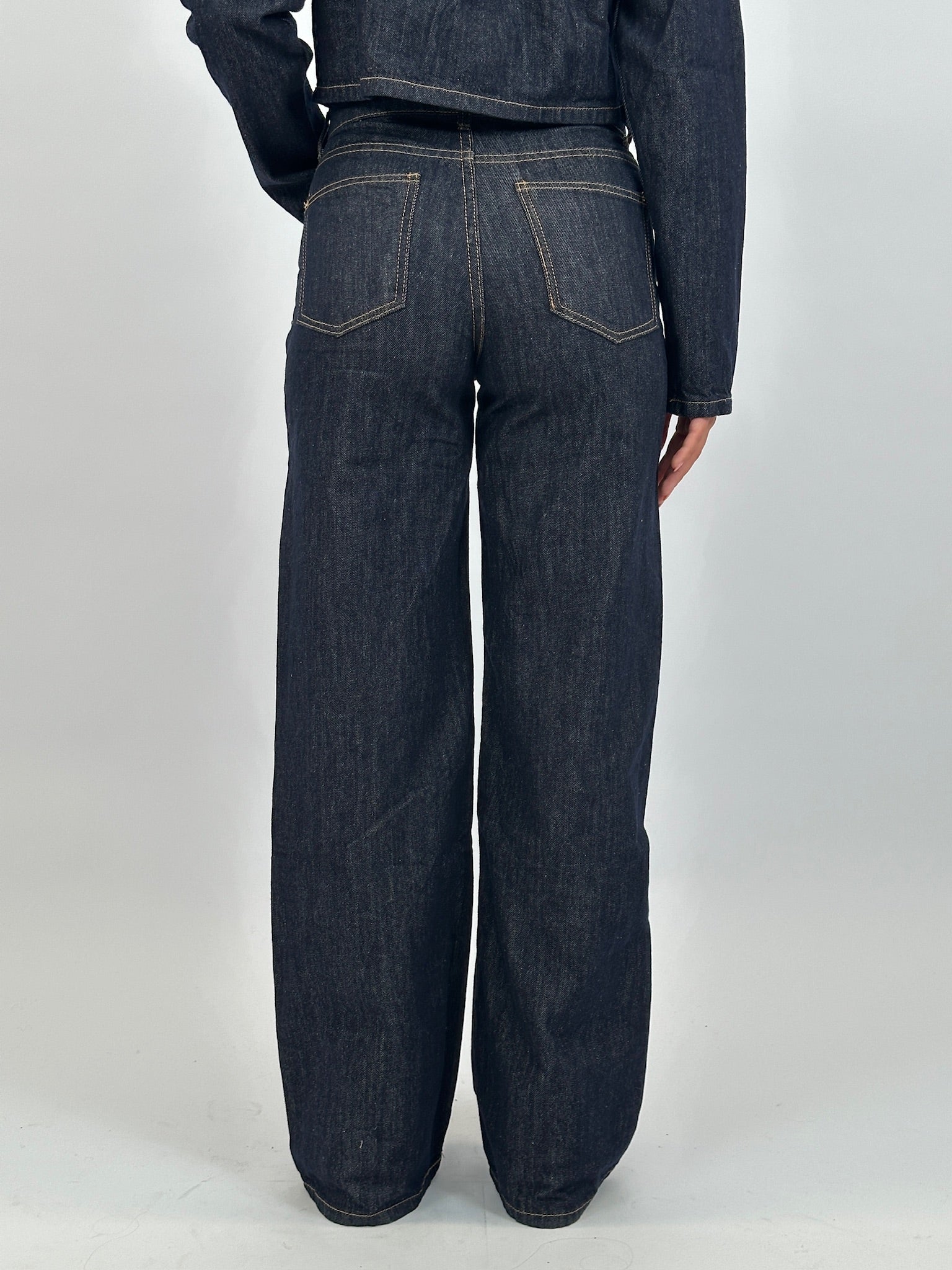 MID WAIST DARK STRETCH DENIM