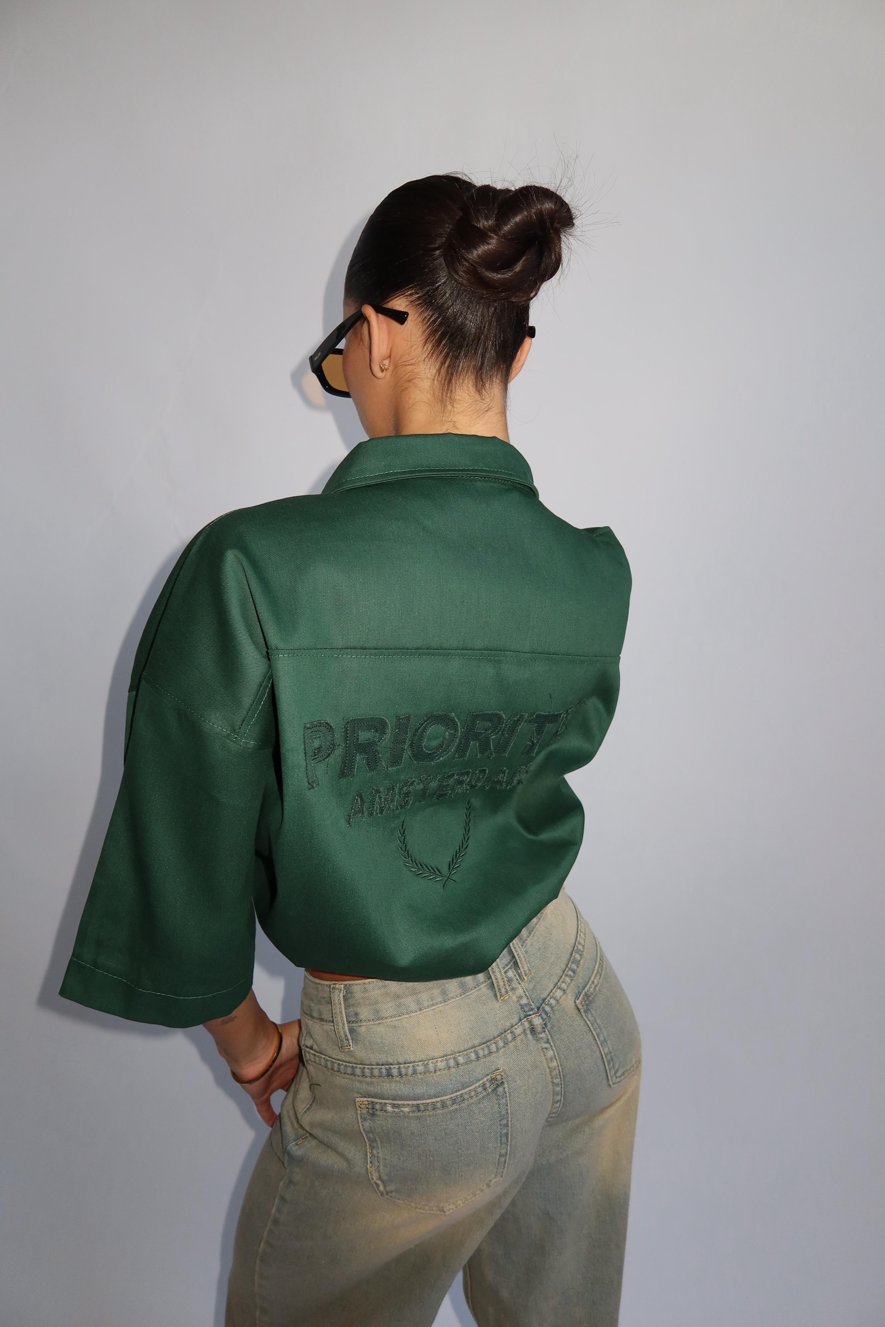 PRIORITY AMSTERDAM BOYFRIEND BLOUSE ALL GREEN