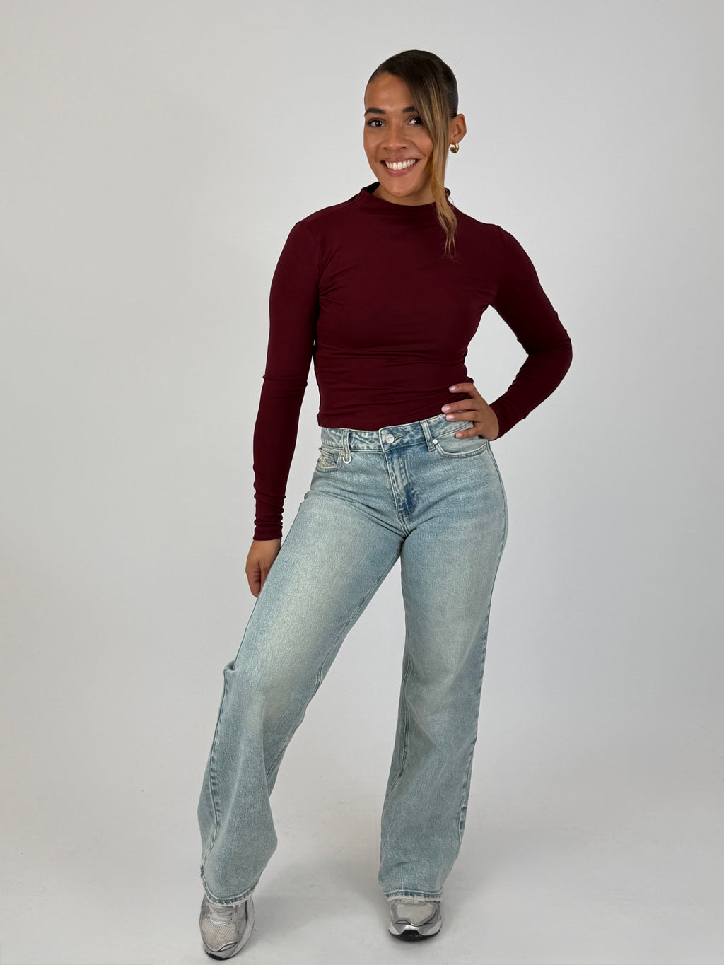 MID WAIST STRETCH WIDE LEG LIGHT BLUE