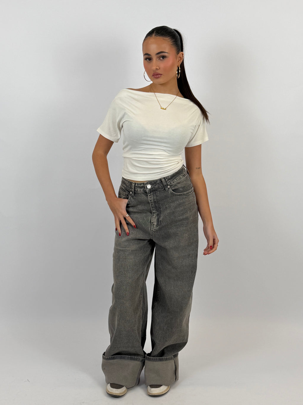 BAGGY EXTRA TALL STRETCH WIDE LEG VINTAGE GREY