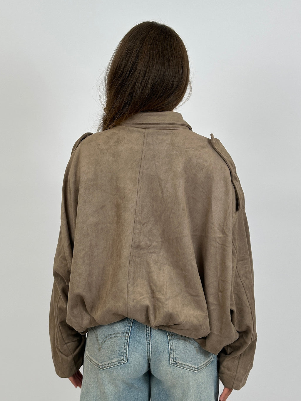 SUÈDE LOOK PUFFY BOMBER TAUPE