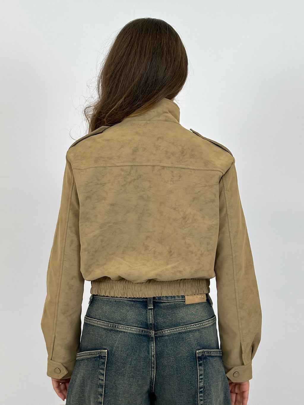 SUÈDE LOOK BOMBER JACKET BEIGE
