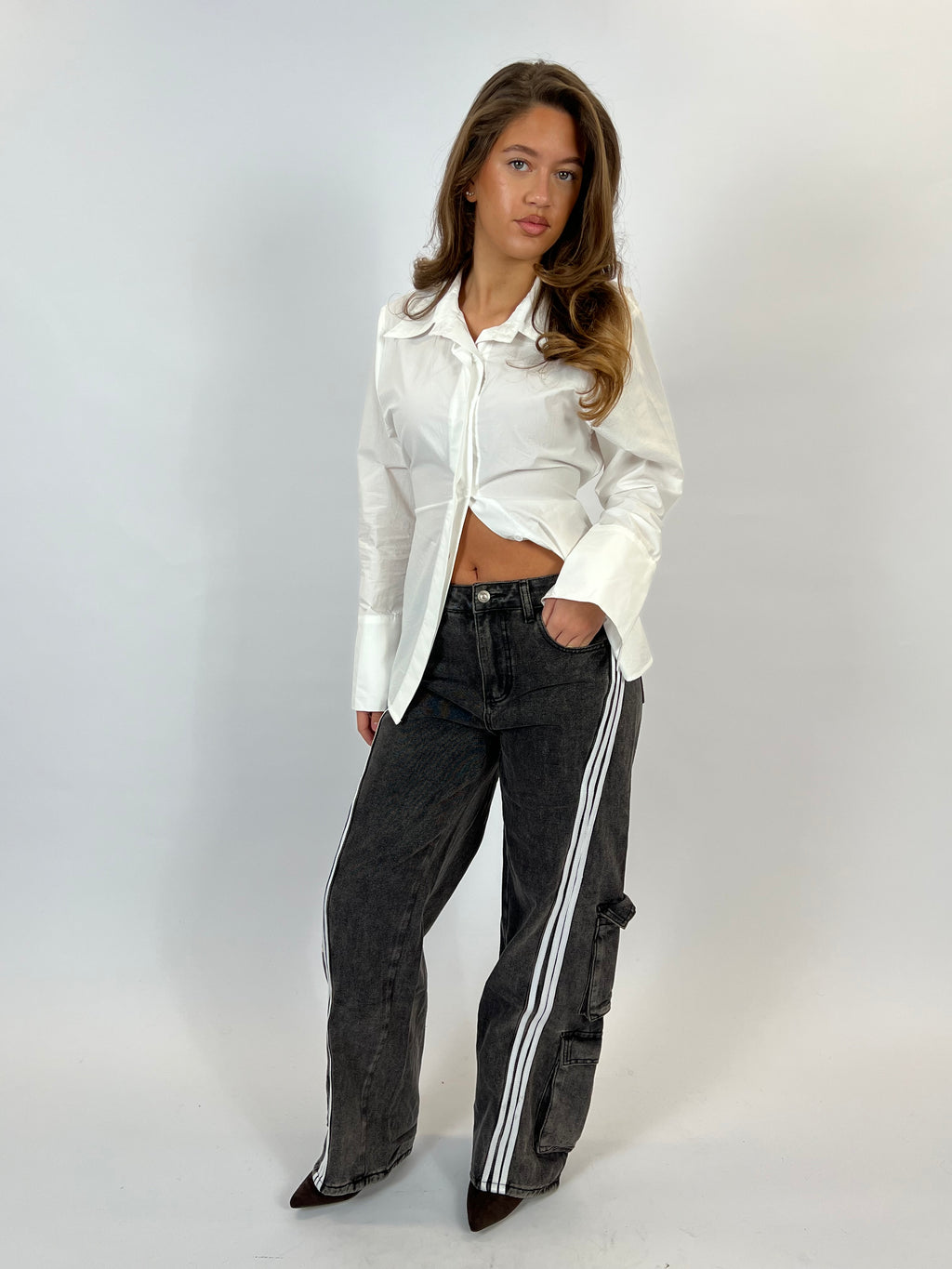 STRIPES CARGO DENIM GREY