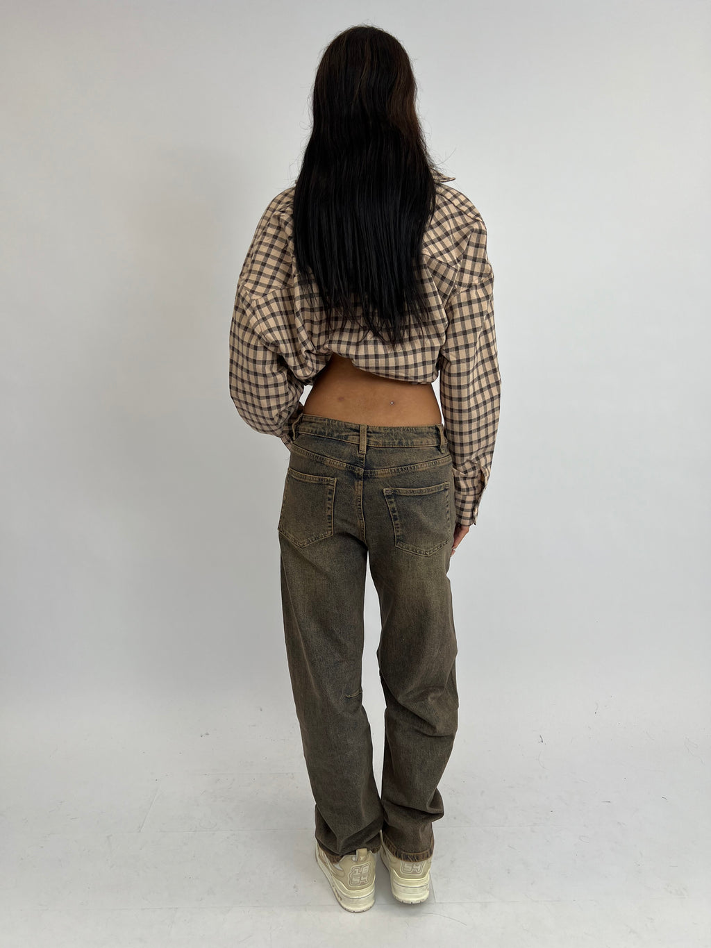 CHECKERED SHIRT NUDE/BLACK