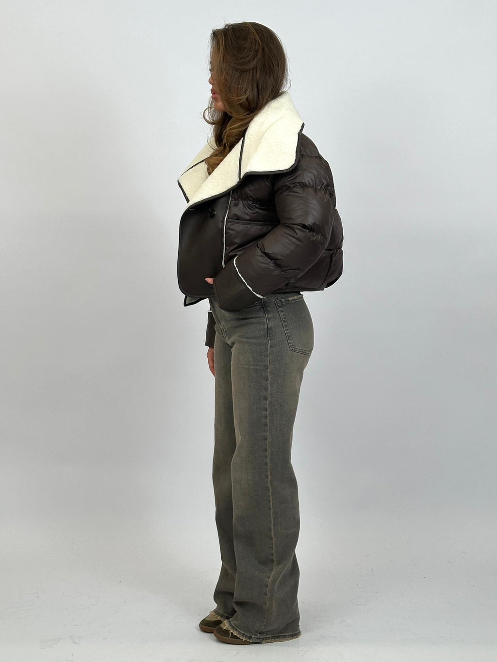 TEDDY LINED PUFFER CHOCO