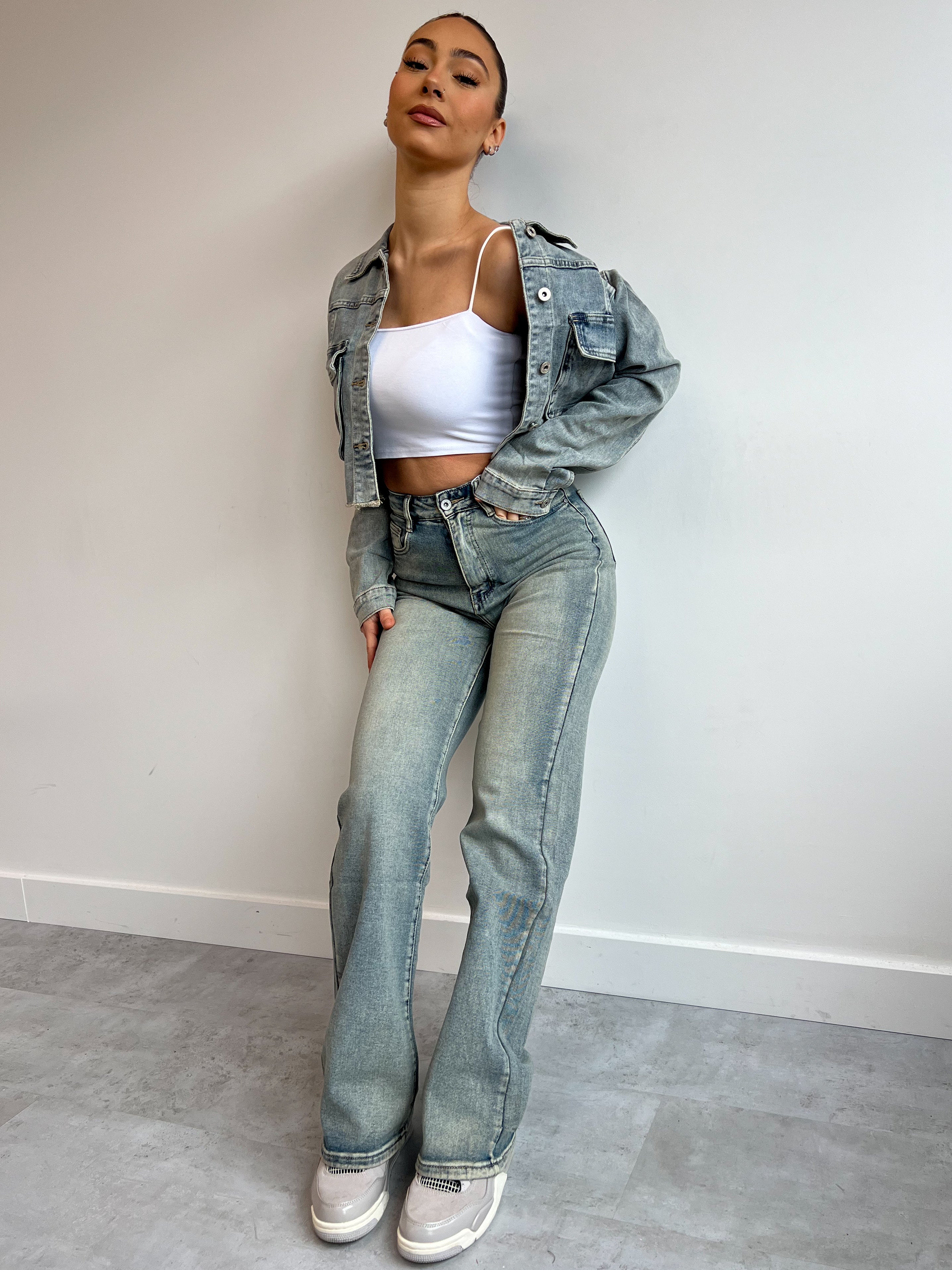 Dehnbare Jeans in Vintage-Waschung