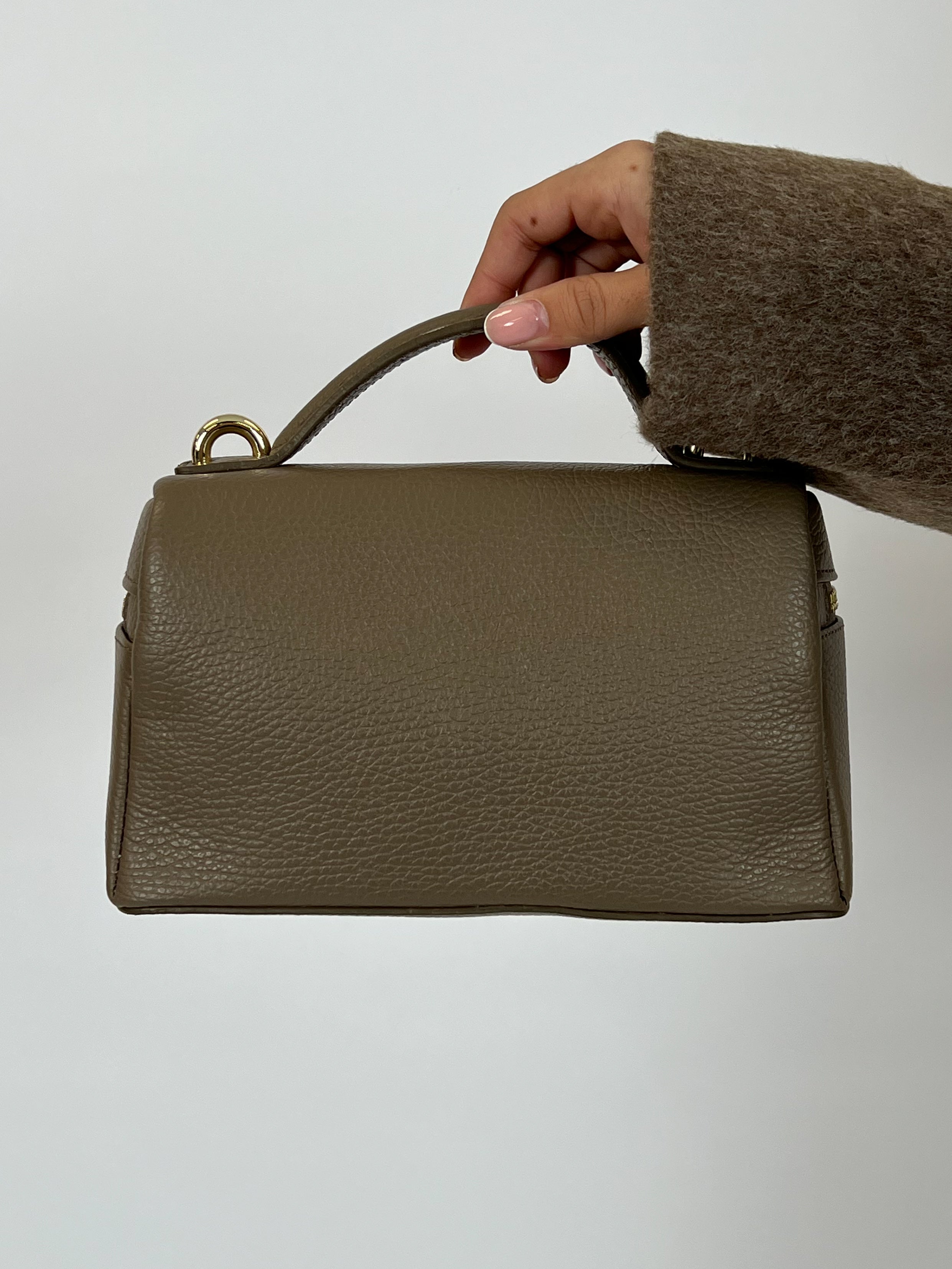 MILA REAL LEATHER BAG TAUPE