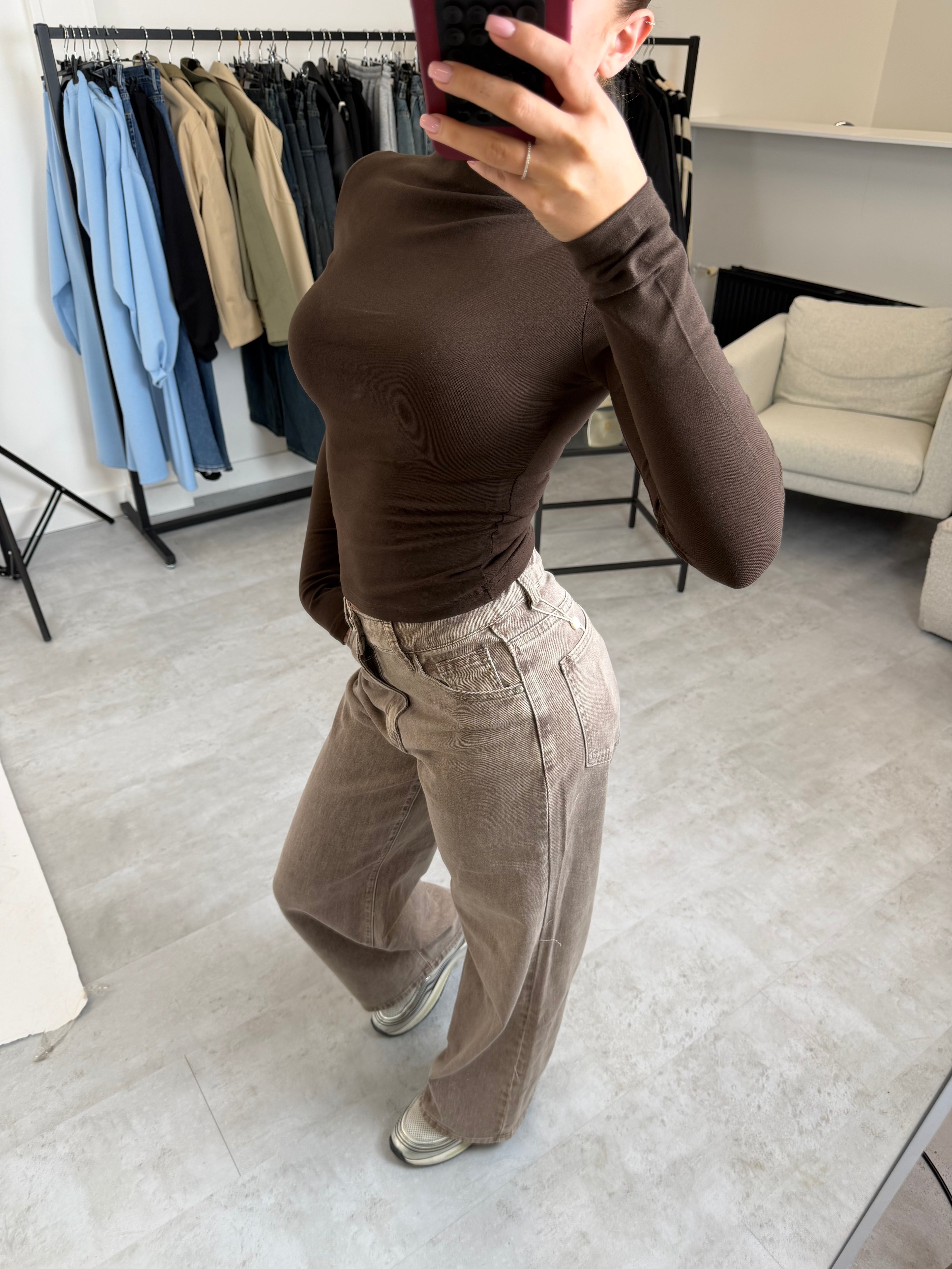 TAUPE STRETCH WIDE LEG