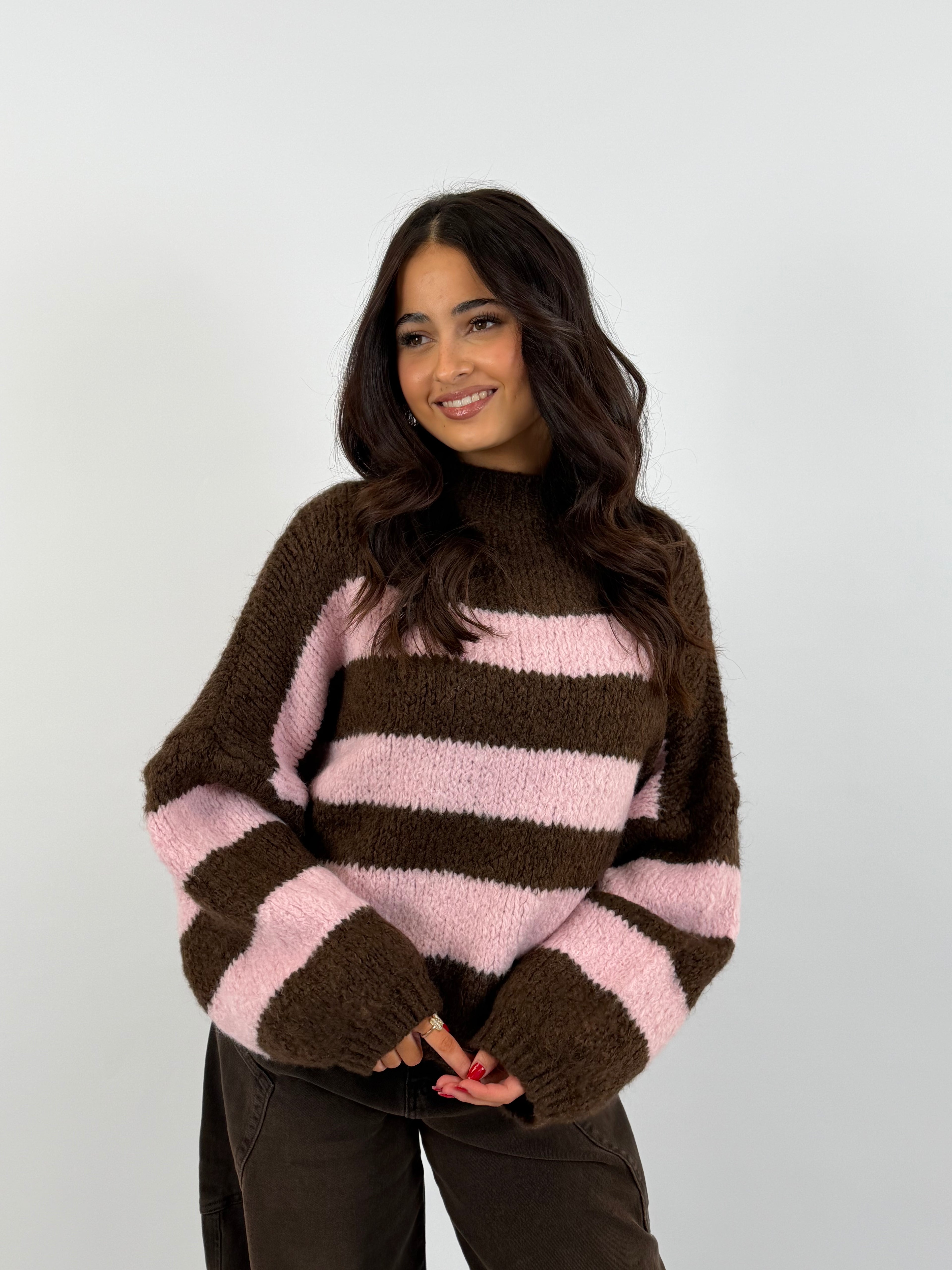 JANE KNIT BROWN/PINK
