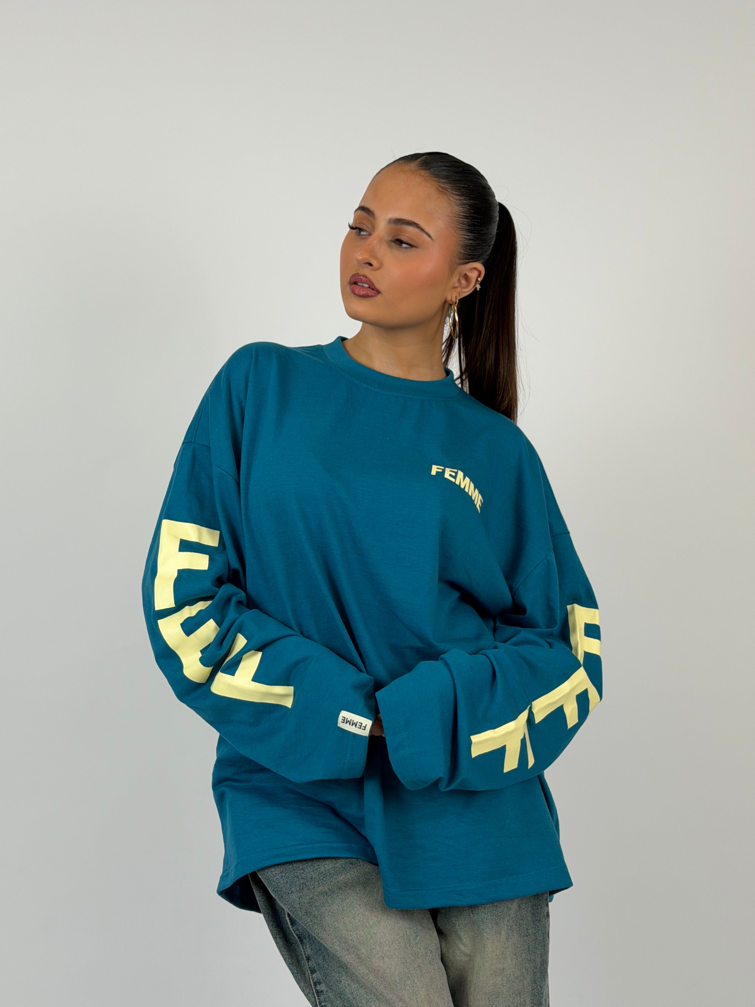 FFF LONGSLEEVE TEAL/BUTTERYELLOW