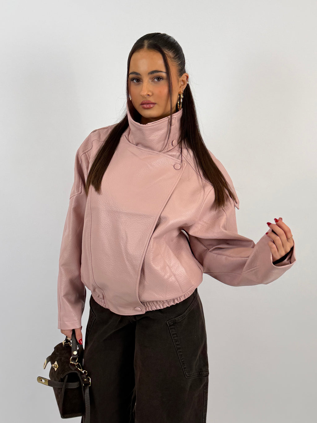 LAURENT PINK LEATHER JACKET