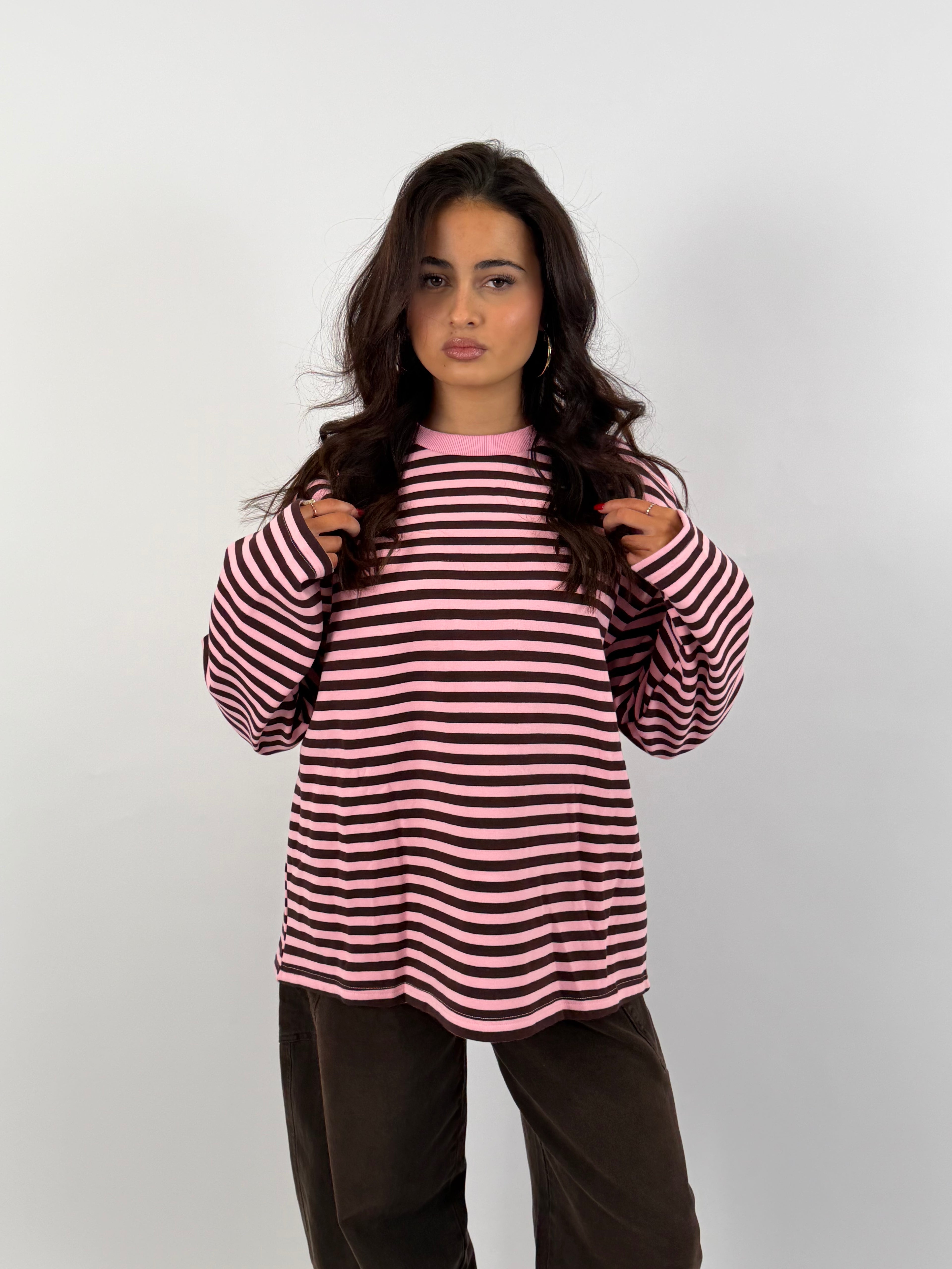 SOFT STRIPED LONGSLEEVE BROWN/PINK
