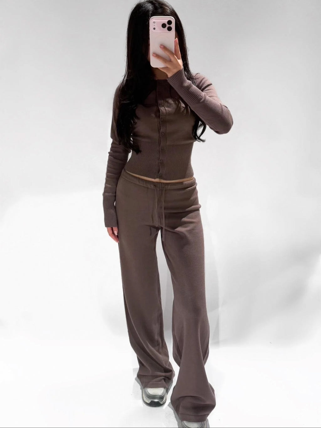 MIMI MID WAIST COMFY TROUSERS TAUPE