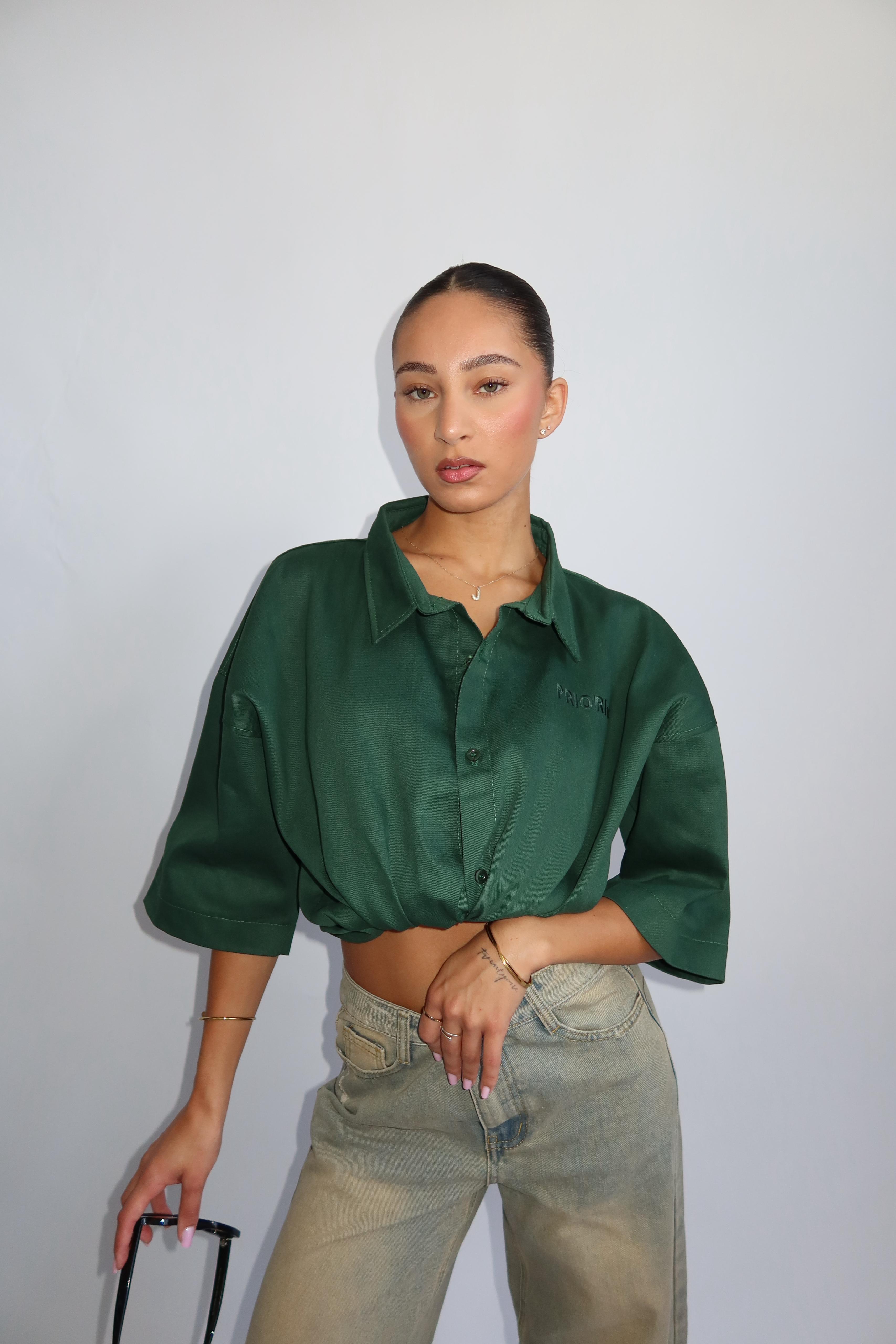 PRIORITY AMSTERDAM BOYFRIEND BLOUSE ALL GREEN