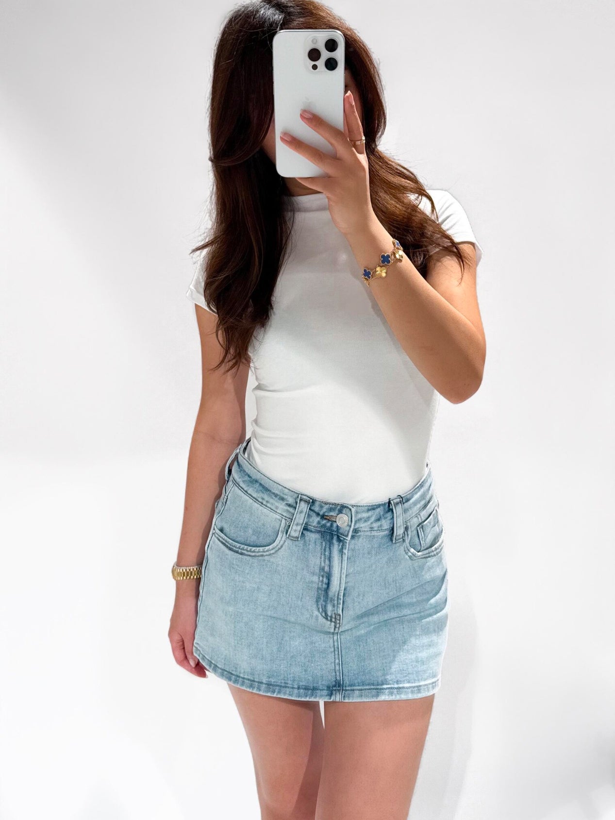 STRETCH DENIM SKORT LIGHT BLUE