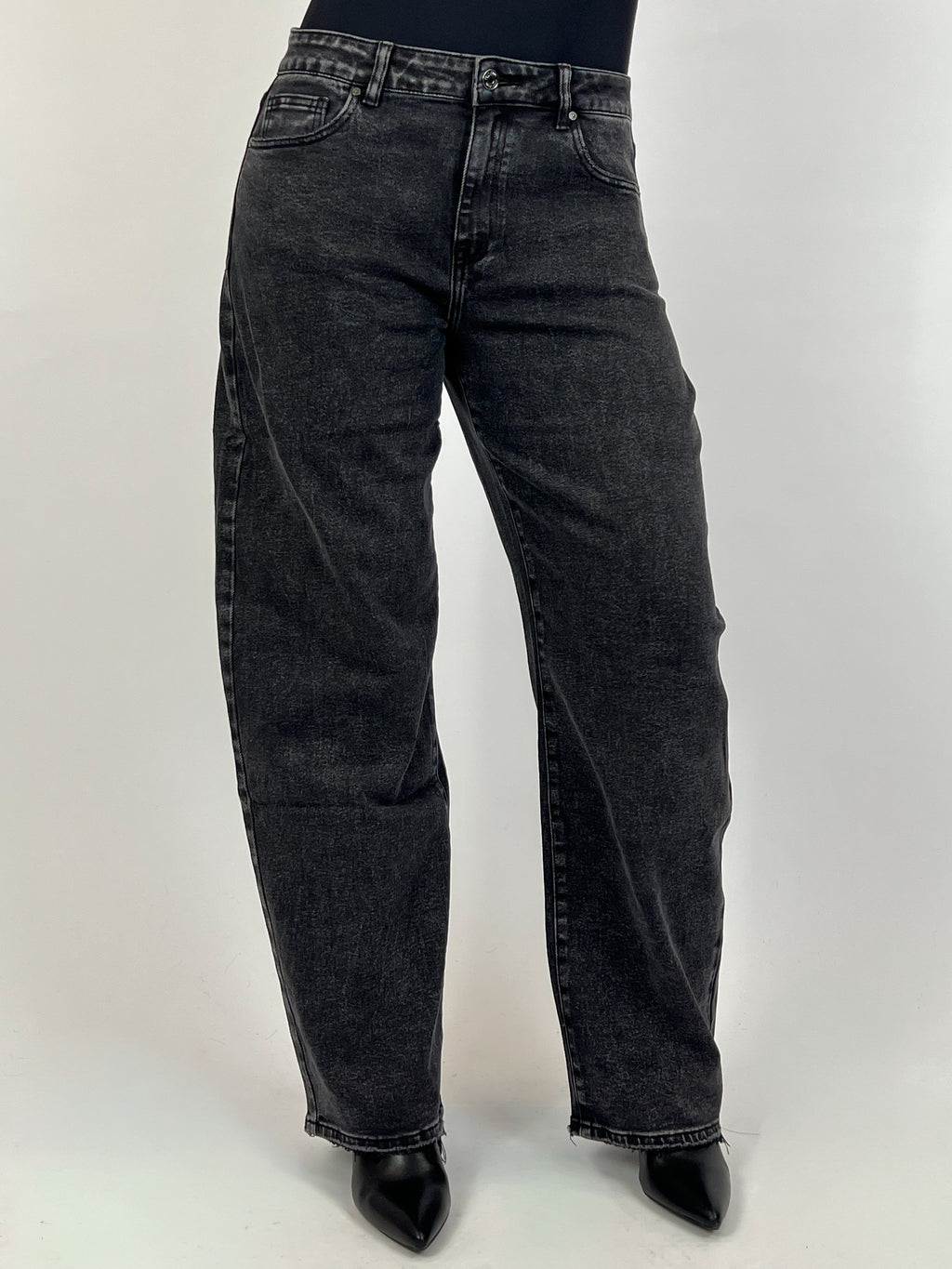 RHINESTONE BUM STRETCH WIDE LEG BLACK