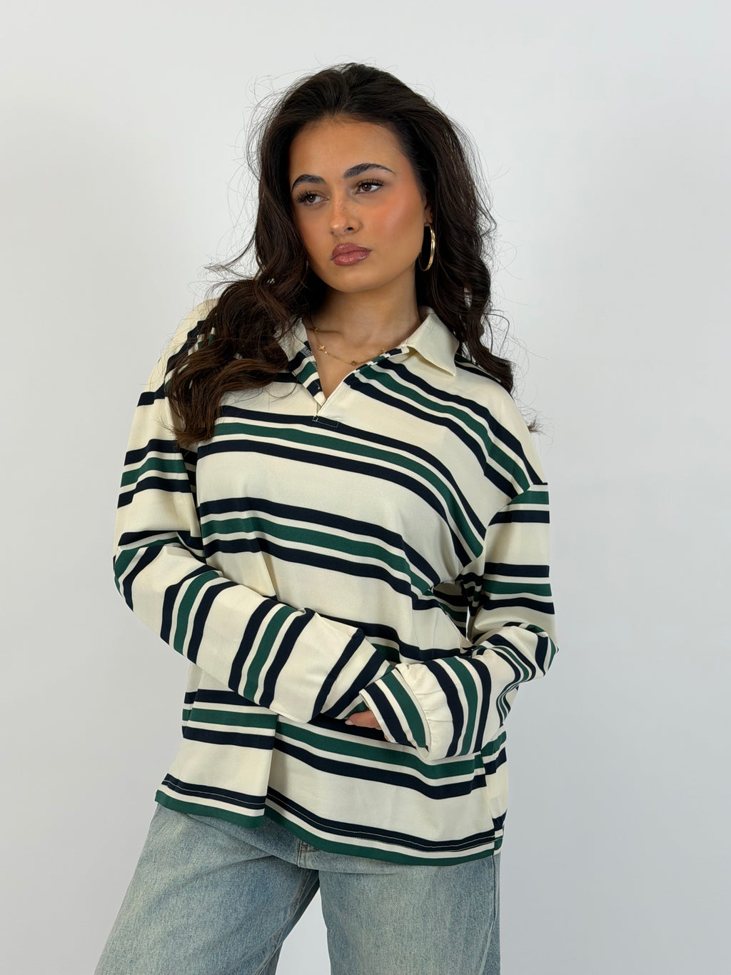 POLO LONGSLEEVE NAVY/CREAM