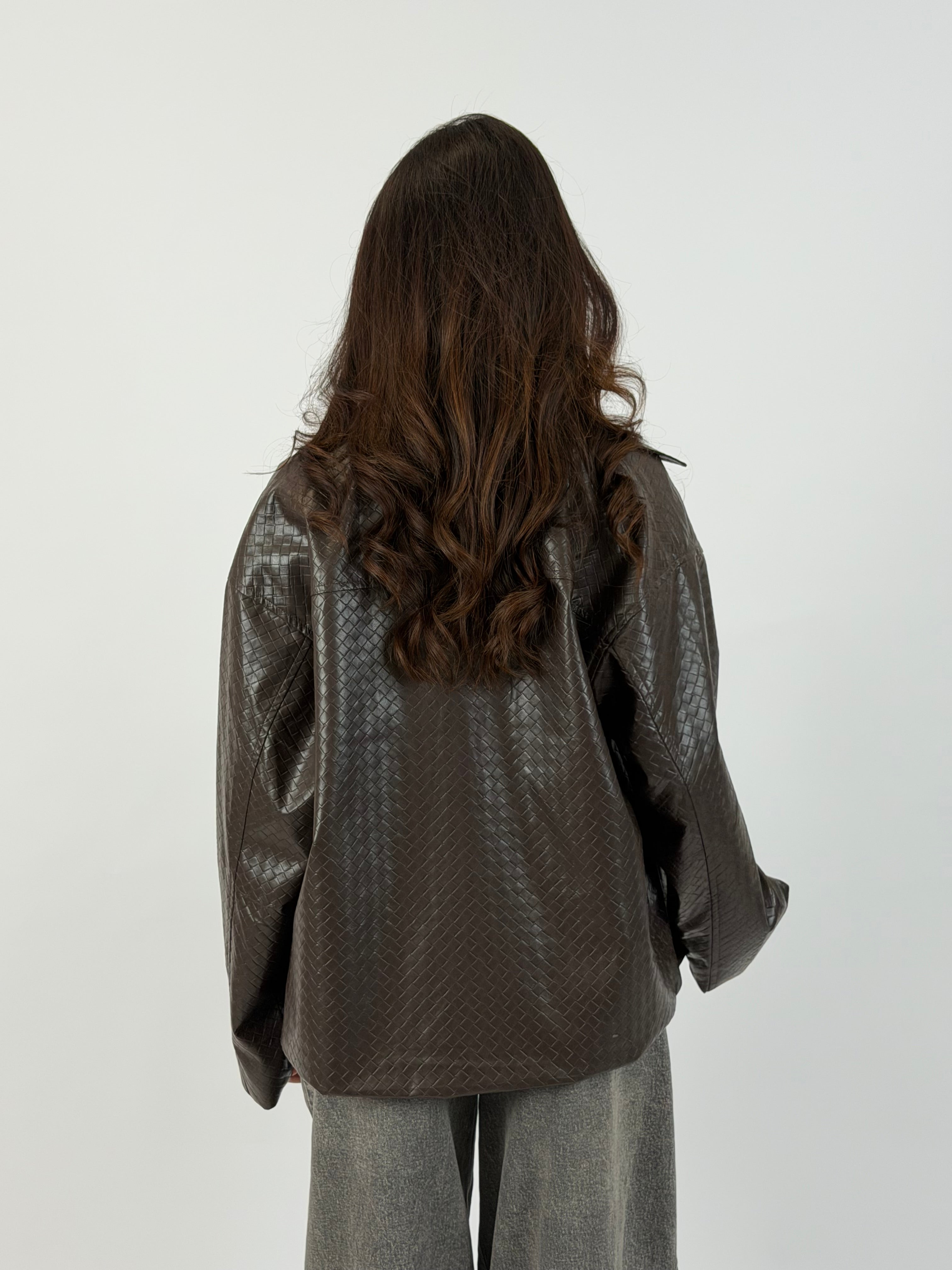 BRAIDED ZIP JACKET CHOCO