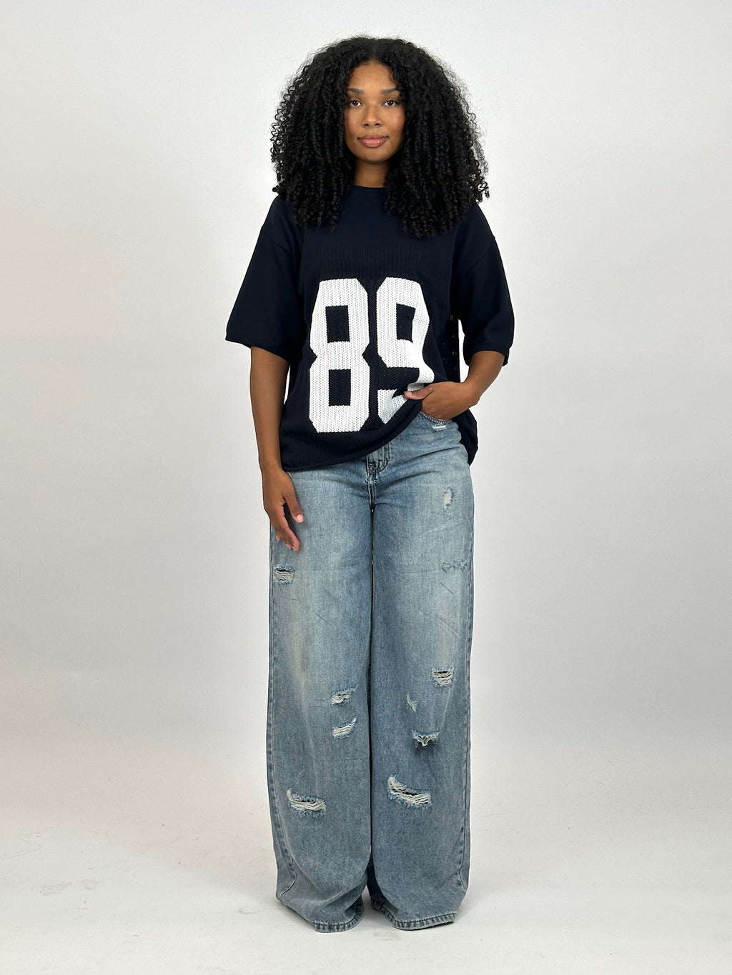 OVERSIZED DISTRESSED WIDE LEG