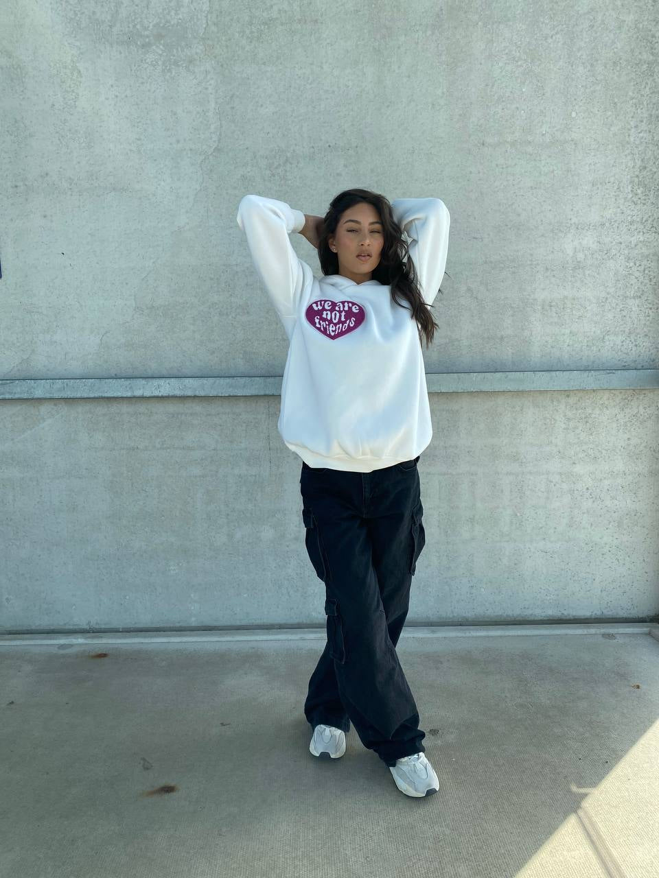 NOT FRIENDS HOODIE WHITE/PURPLE